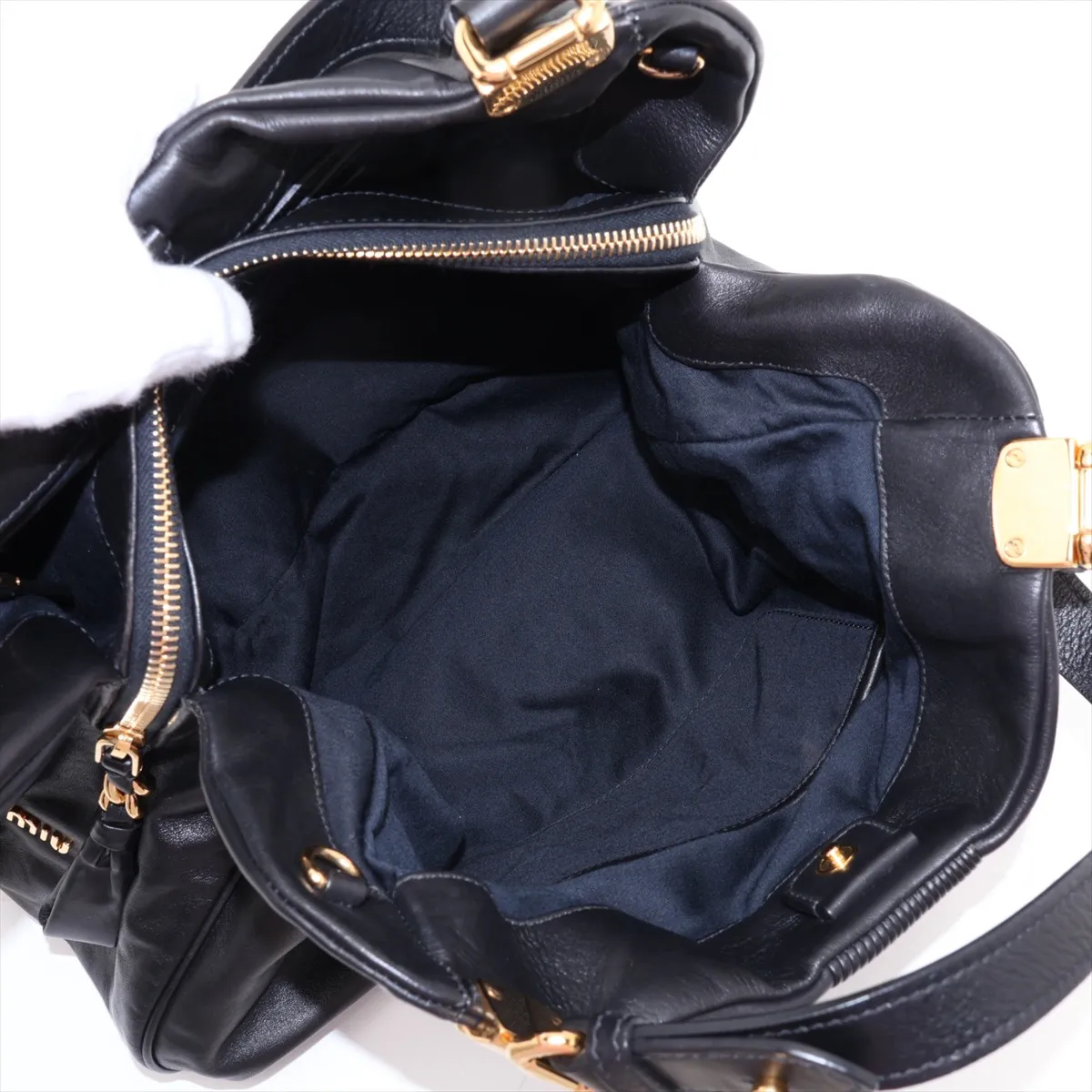 Leather 2-Way Handbag, Black — view 12