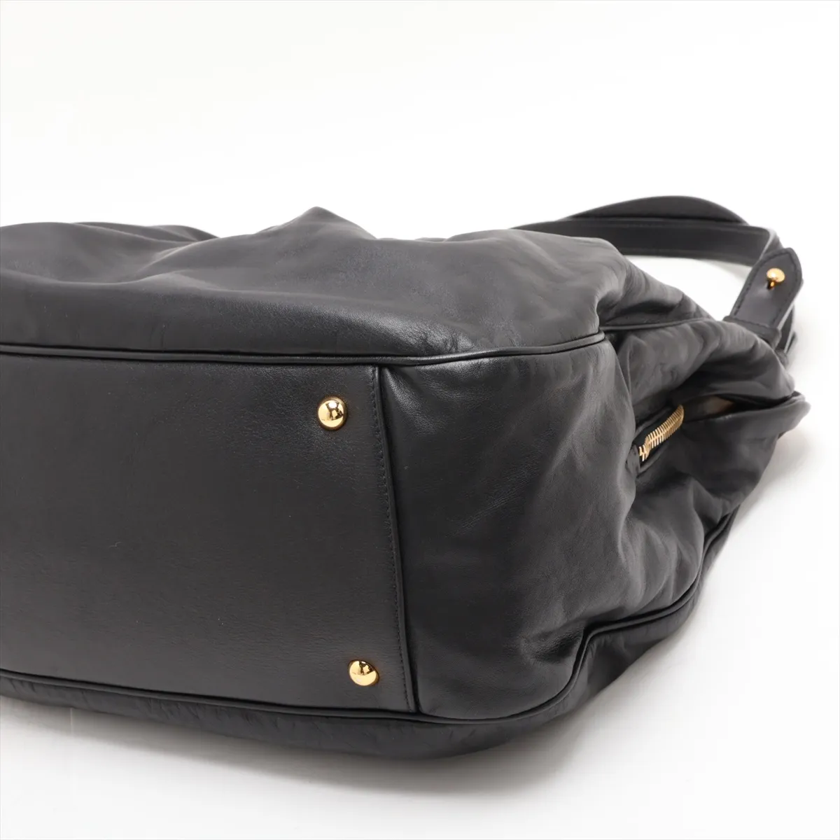 Leather 2-Way Handbag, Black — view 3