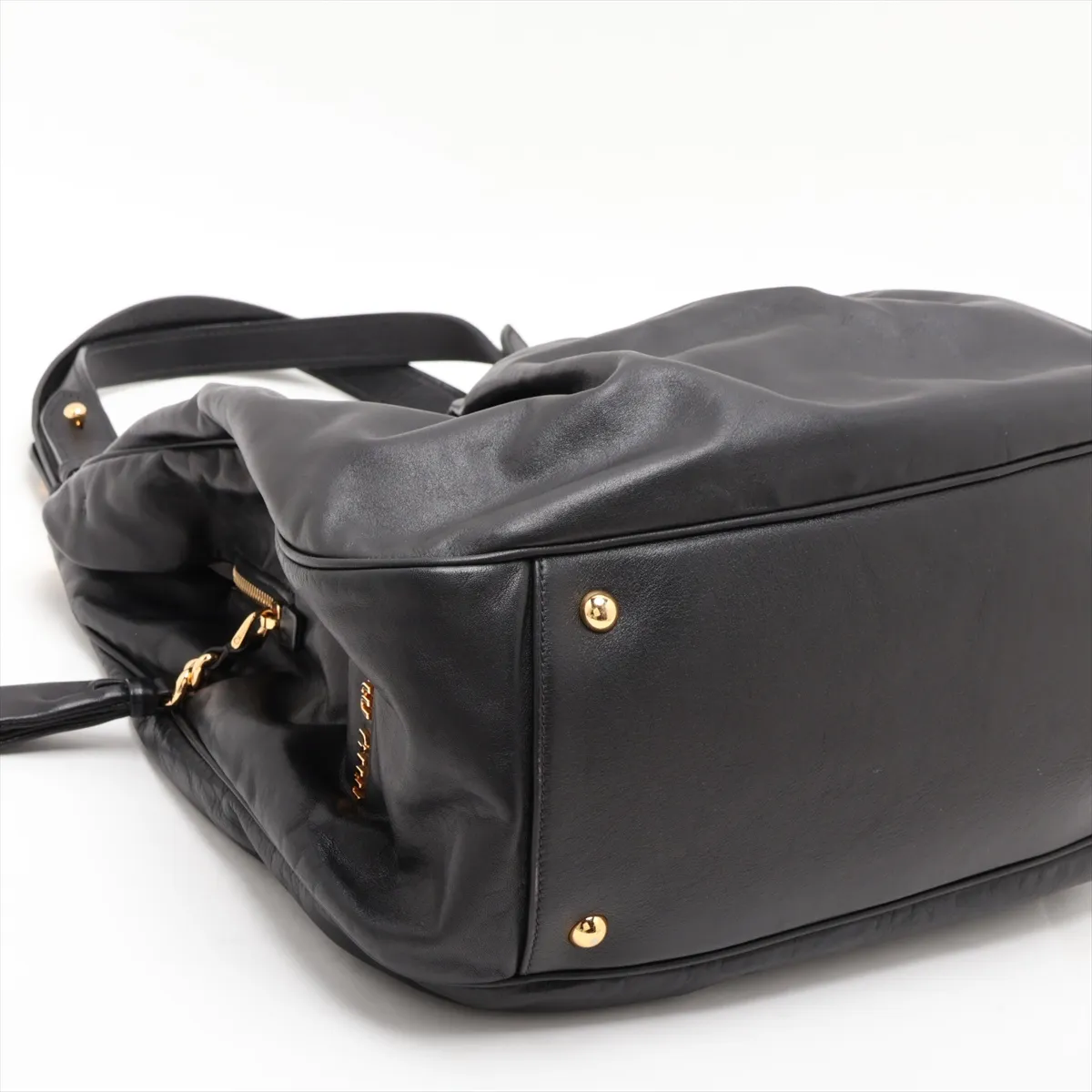 Leather 2-Way Handbag, Black — view 4