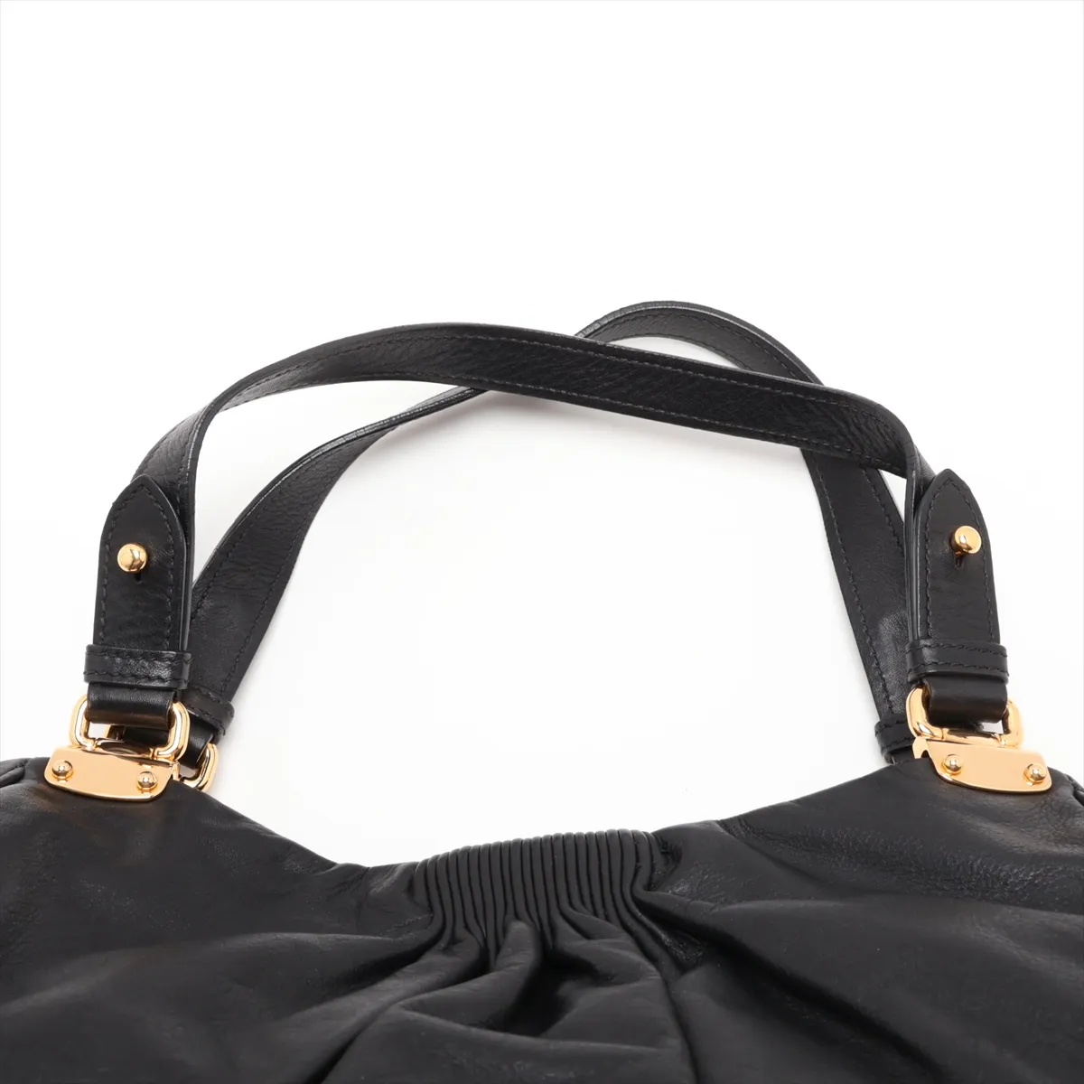 Leather 2-Way Handbag, Black — view 6