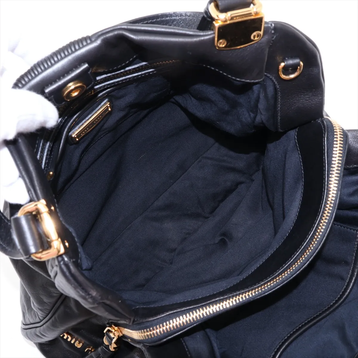 Leather 2-Way Handbag, Black — view 8