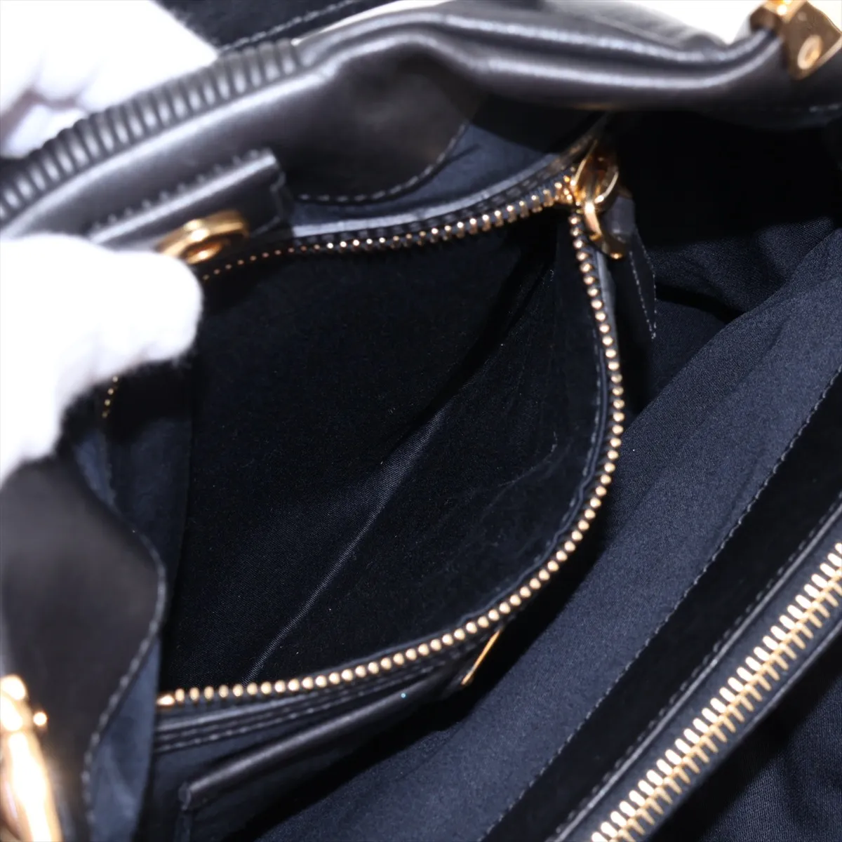 Leather 2-Way Handbag, Black — view 9