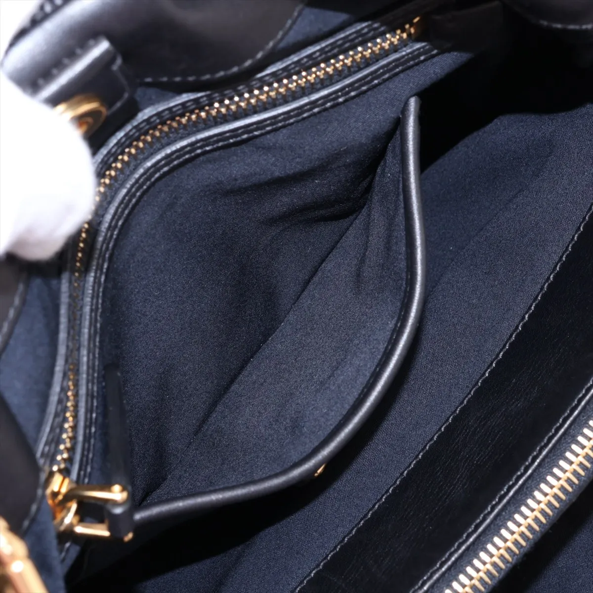 Leather 2-Way Handbag, Black — view 10