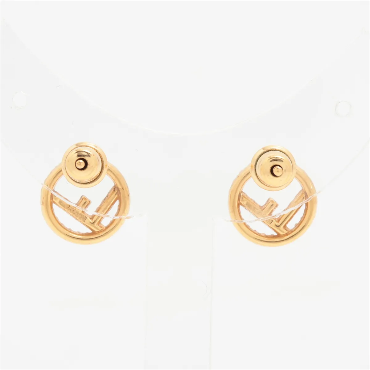 8AG738 F is Fendi earrings (for both ears) GP x Rhinestone Gold — view 2