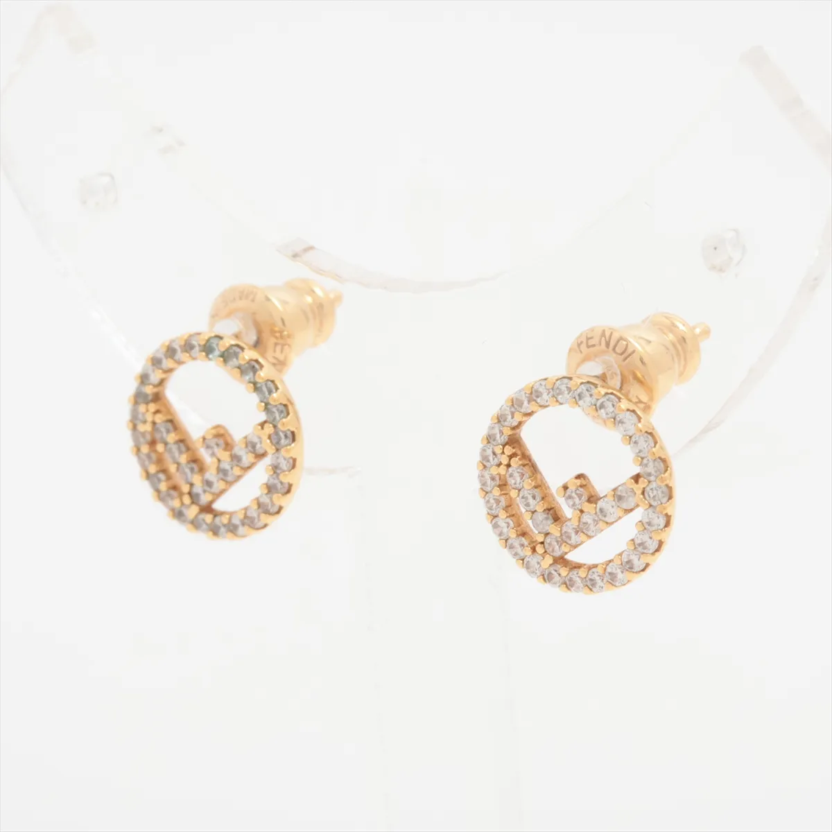 8AG738 F is Fendi earrings (for both ears) GP x Rhinestone Gold — view 3