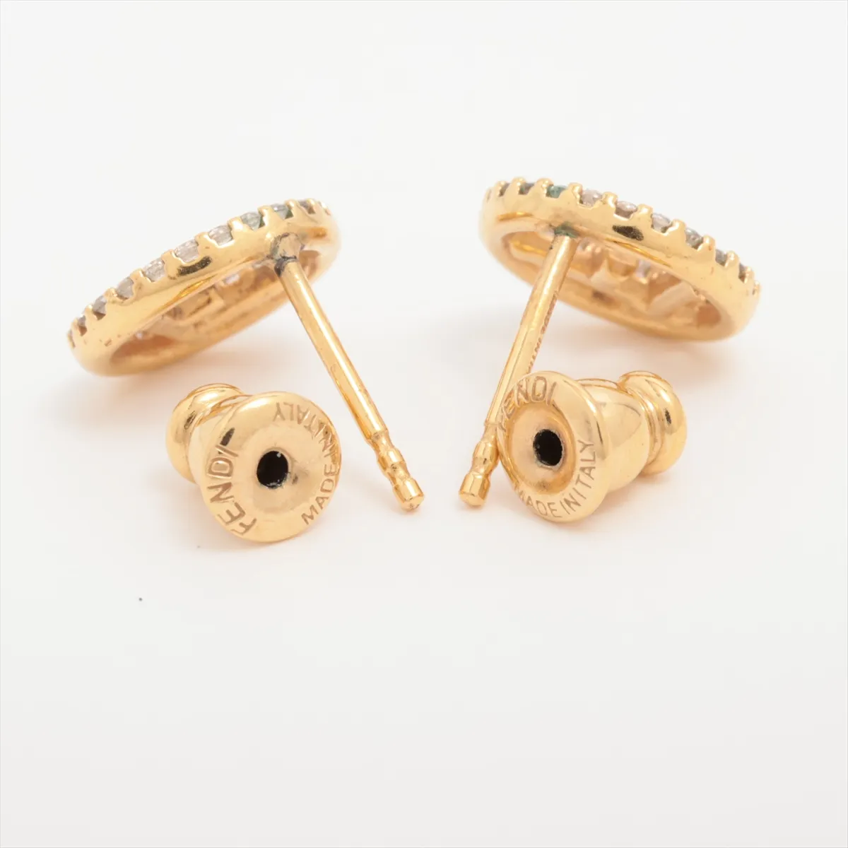 8AG738 F is Fendi earrings (for both ears) GP x Rhinestone Gold — view 4