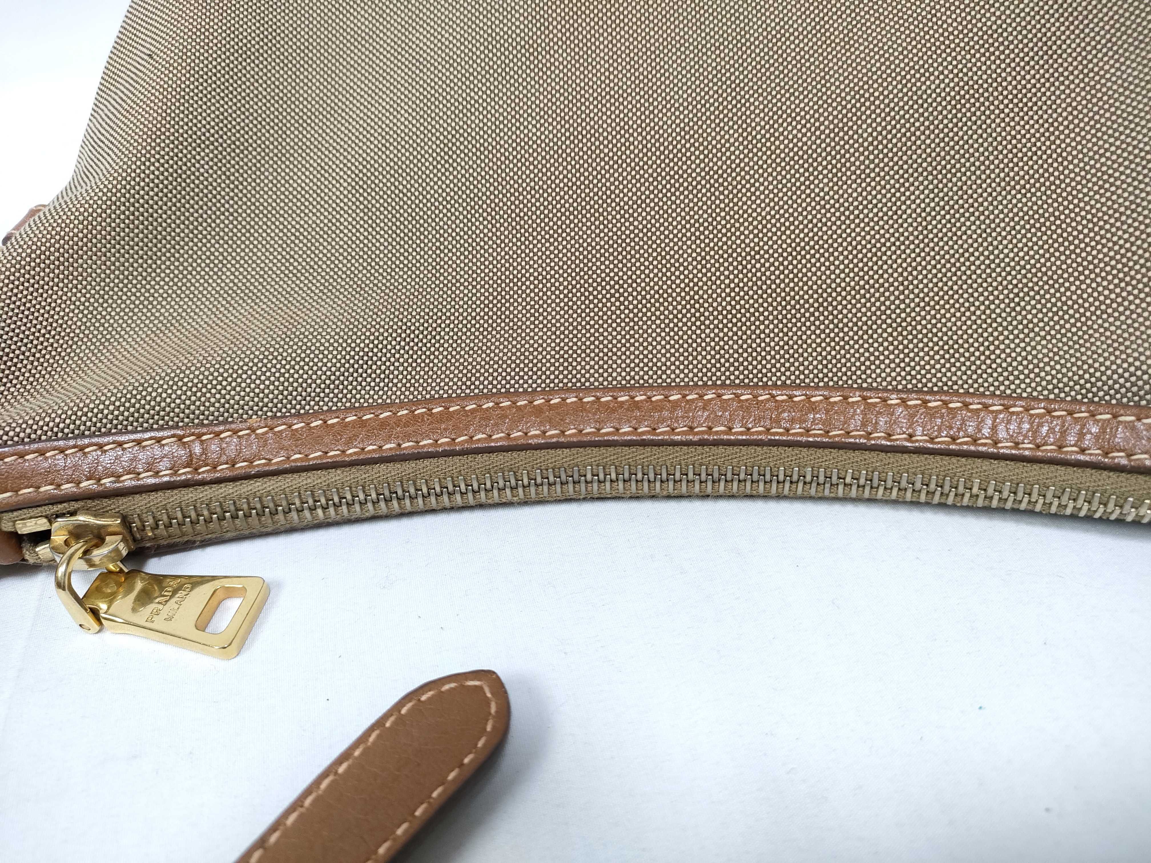 Leather x Canvas Jacquard Shoulder Bag — view 12