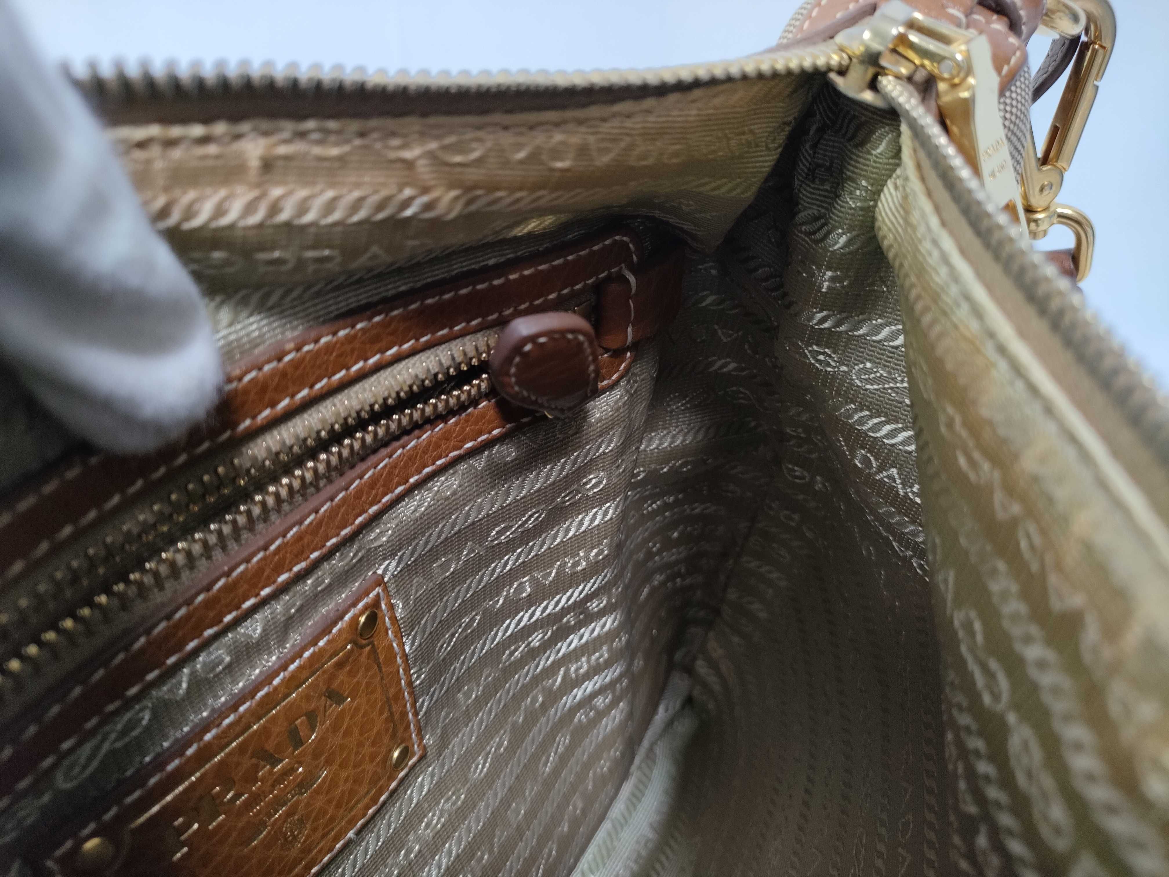Leather x Canvas Jacquard Shoulder Bag — view 13