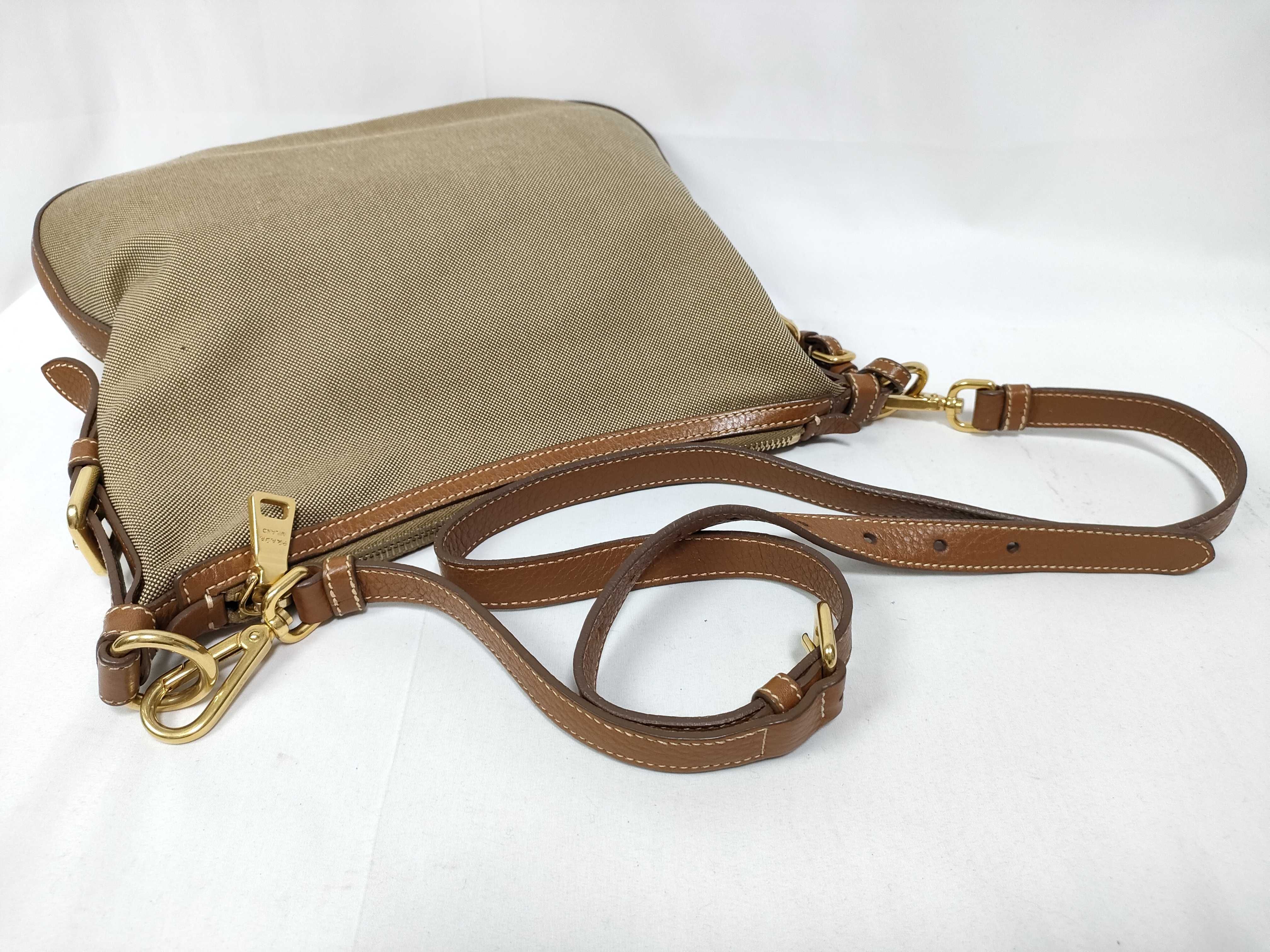 Leather x Canvas Jacquard Shoulder Bag — view 10