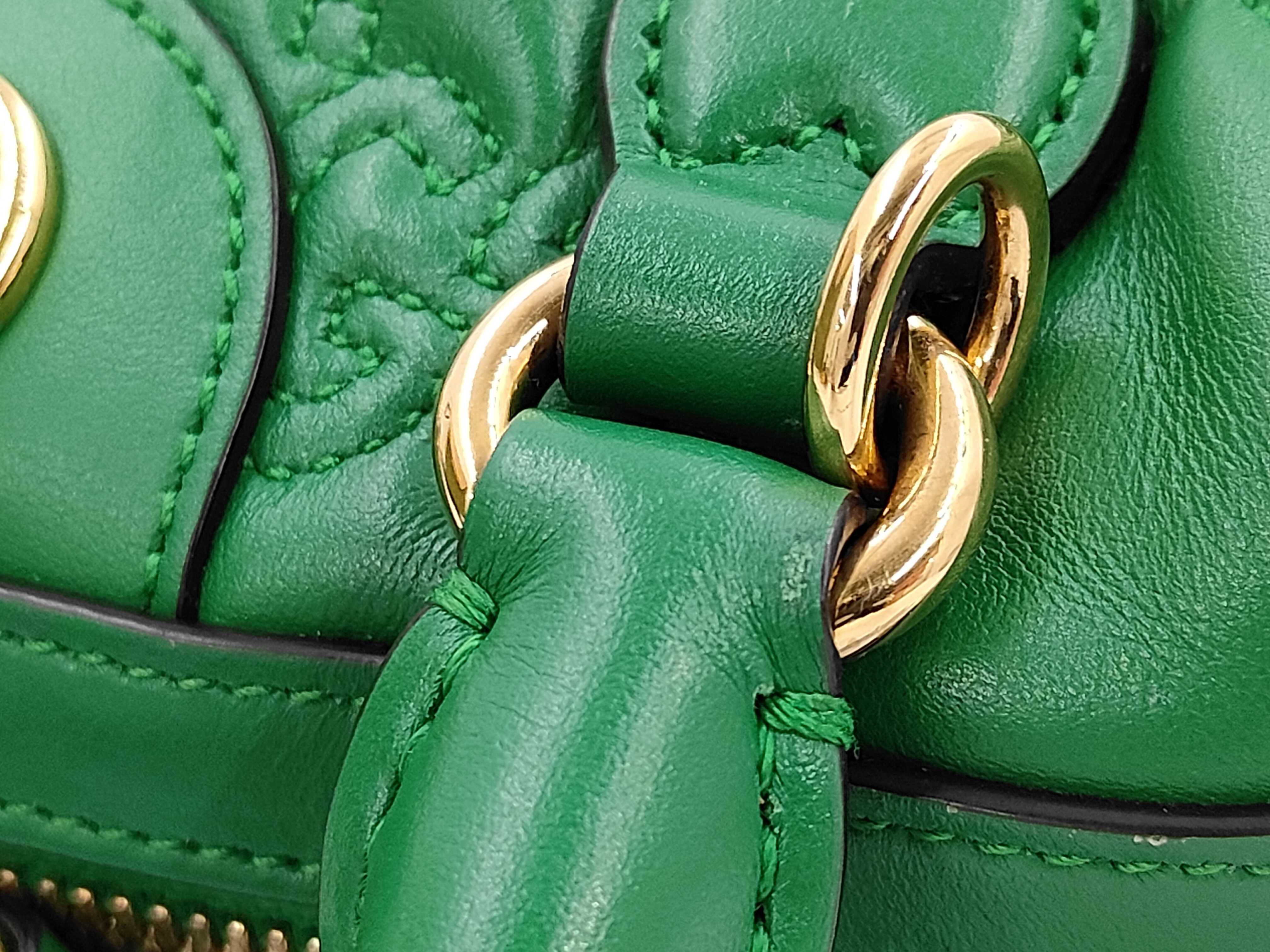 GG Matelassé Mini Bag 702251 Green Leather Shoulder Bag — view 5