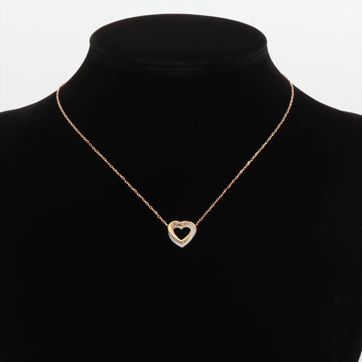 Trinity Heart Diamond Necklace, 750 (Yellow Gold x Pink Gold x White Gold), 4.3g, GLK152, Metal imperfections, CRB7061200 — view 5