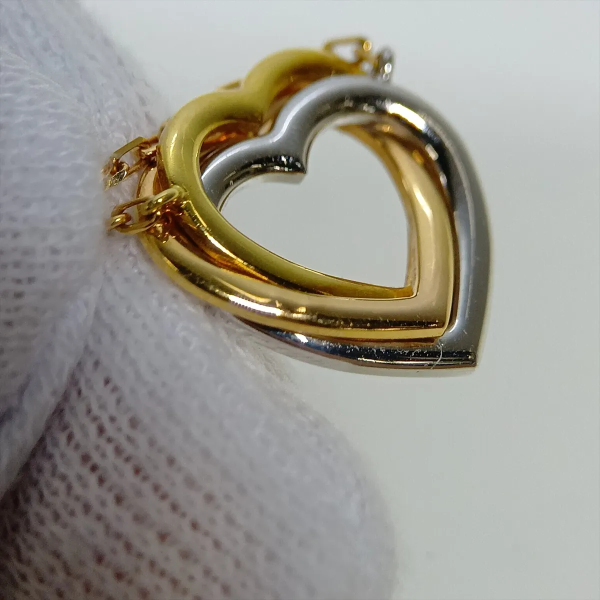 Trinity Heart Diamond Necklace, 750 (Yellow Gold x Pink Gold x White Gold), 4.3g, GLK152, Metal imperfections, CRB7061200 — view 7