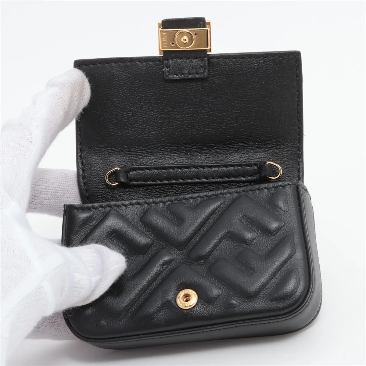 Zucca Nano Baguette 7AR844 Leather Shoulder Pouch Black — view 3