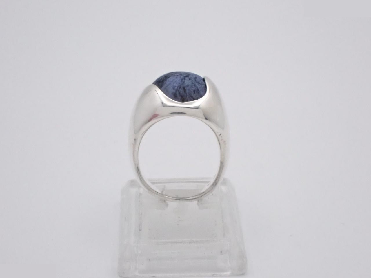Sodalite Stone Chalcedony Ring #50 — view 3