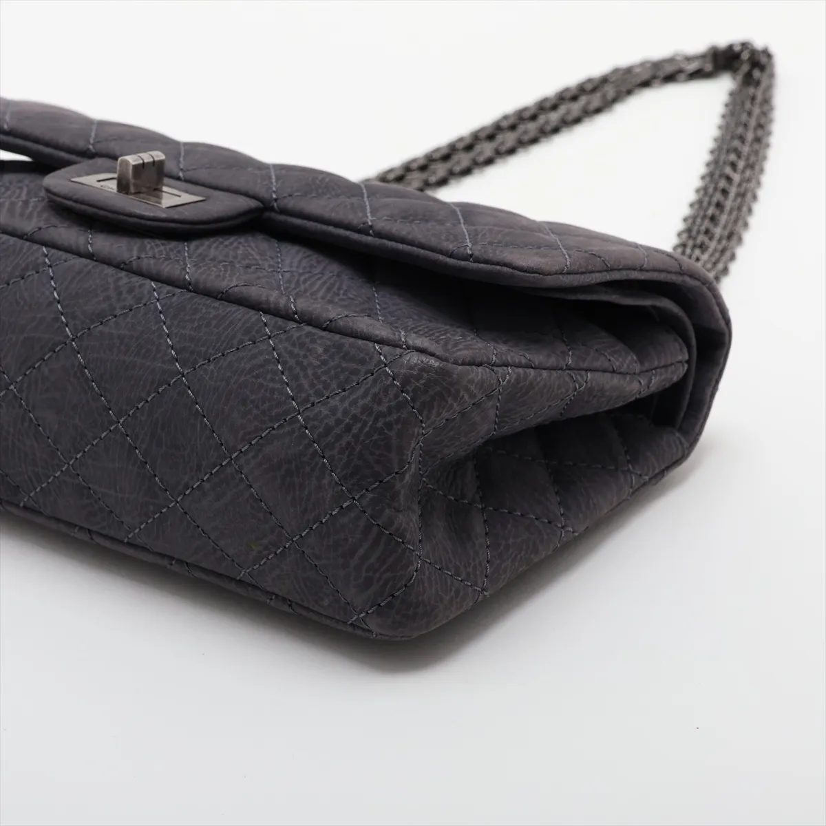 Matelassé 2.55 Leather Double Flap Double Chain Bag, Gray with Gunmetal Hardware, 17613990, Serial Number , A37586 — view 3