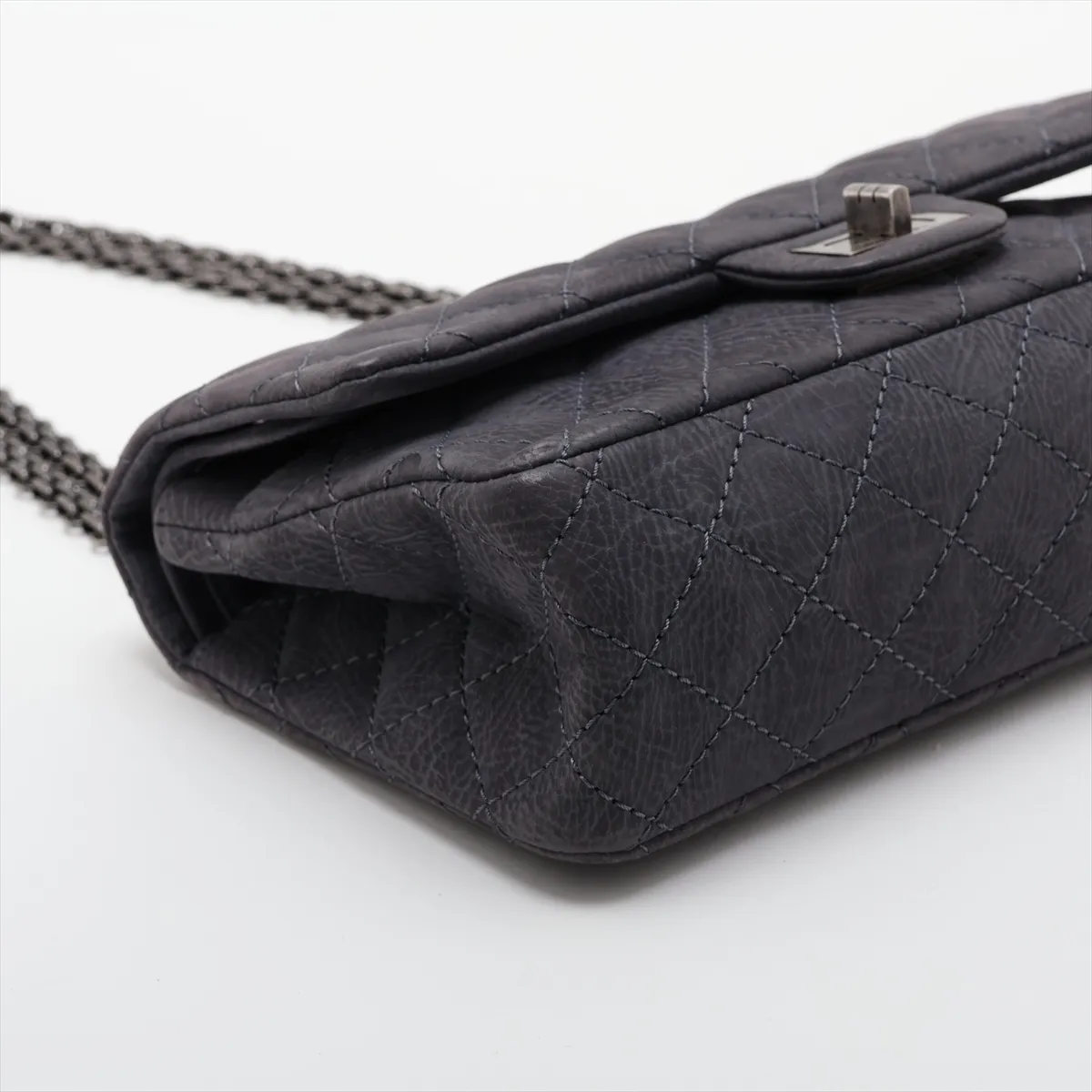 Matelassé 2.55 Leather Double Flap Double Chain Bag, Gray with Gunmetal Hardware, 17613990, Serial Number , A37586 — view 4