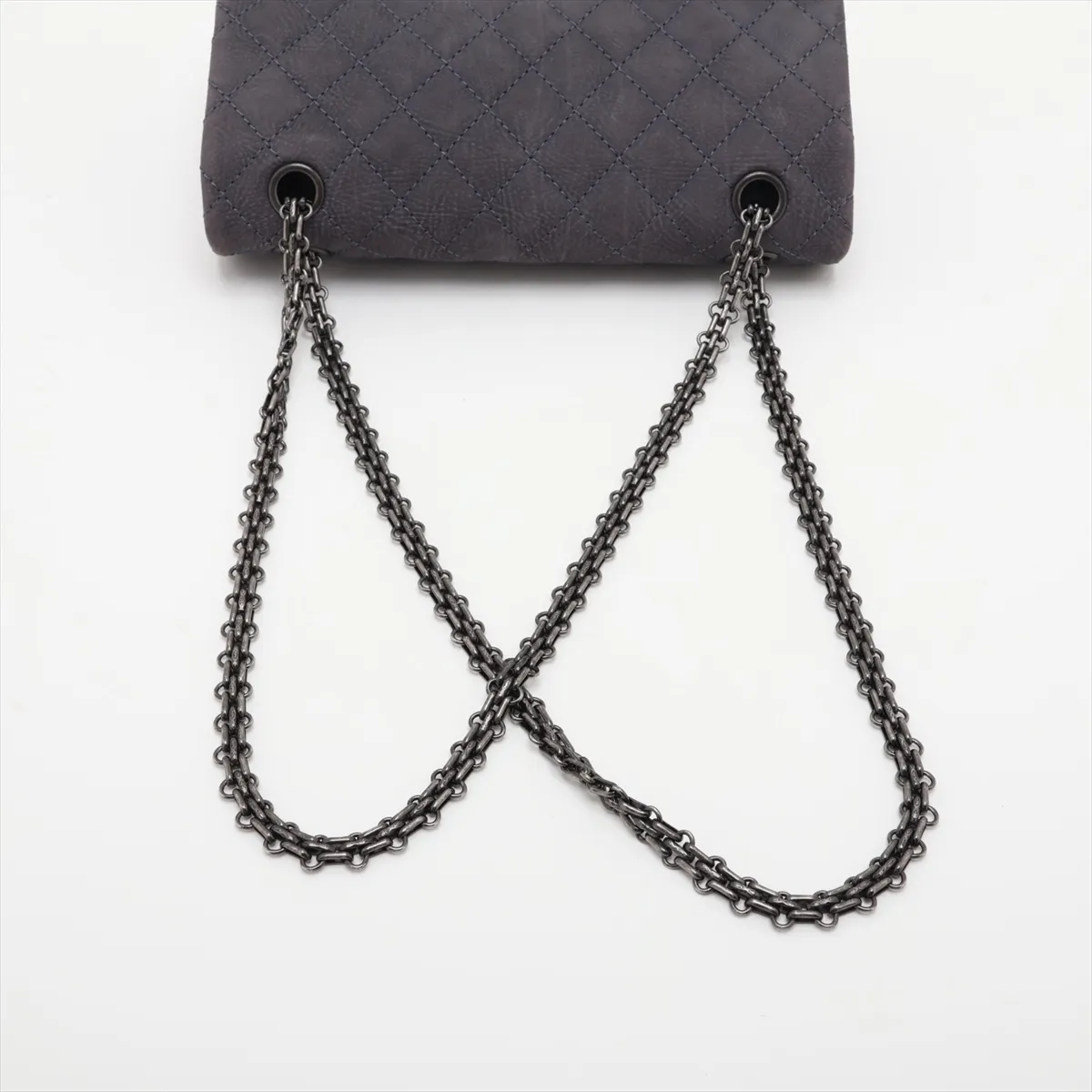 Matelassé 2.55 Leather Double Flap Double Chain Bag, Gray with Gunmetal Hardware, 17613990, Serial Number , A37586 — view 5