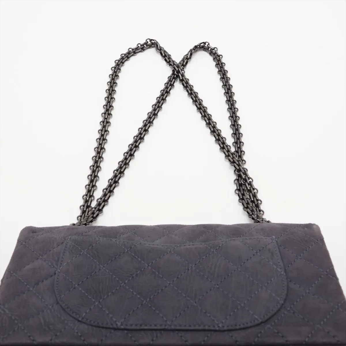 Matelassé 2.55 Leather Double Flap Double Chain Bag, Gray with Gunmetal Hardware, 17613990, Serial Number , A37586 — view 6