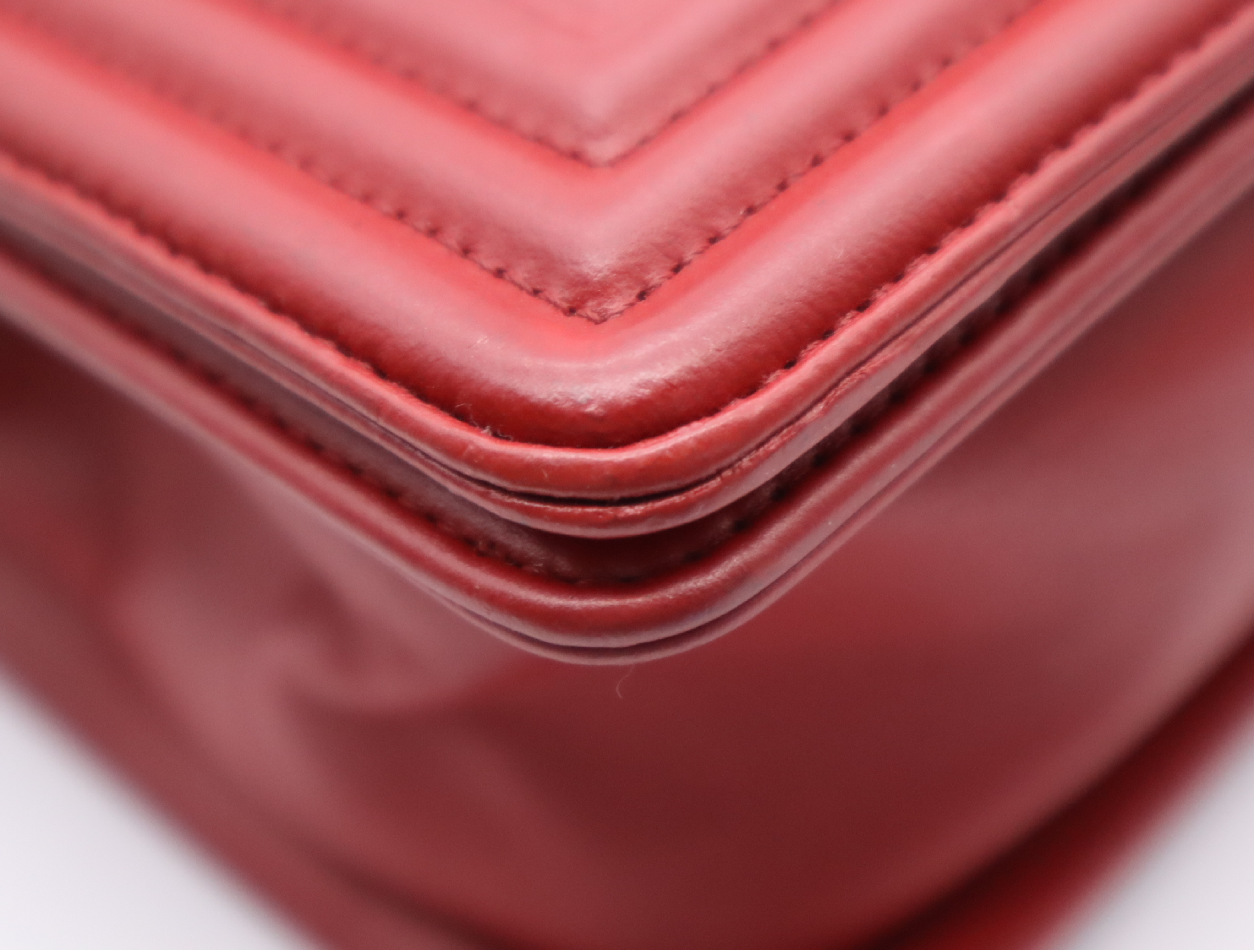 Leather Boy Chanel Chain Shoulder Bag, Red, Gold Hardware, with Seal, 24558034 Shoulder Bag — view 6