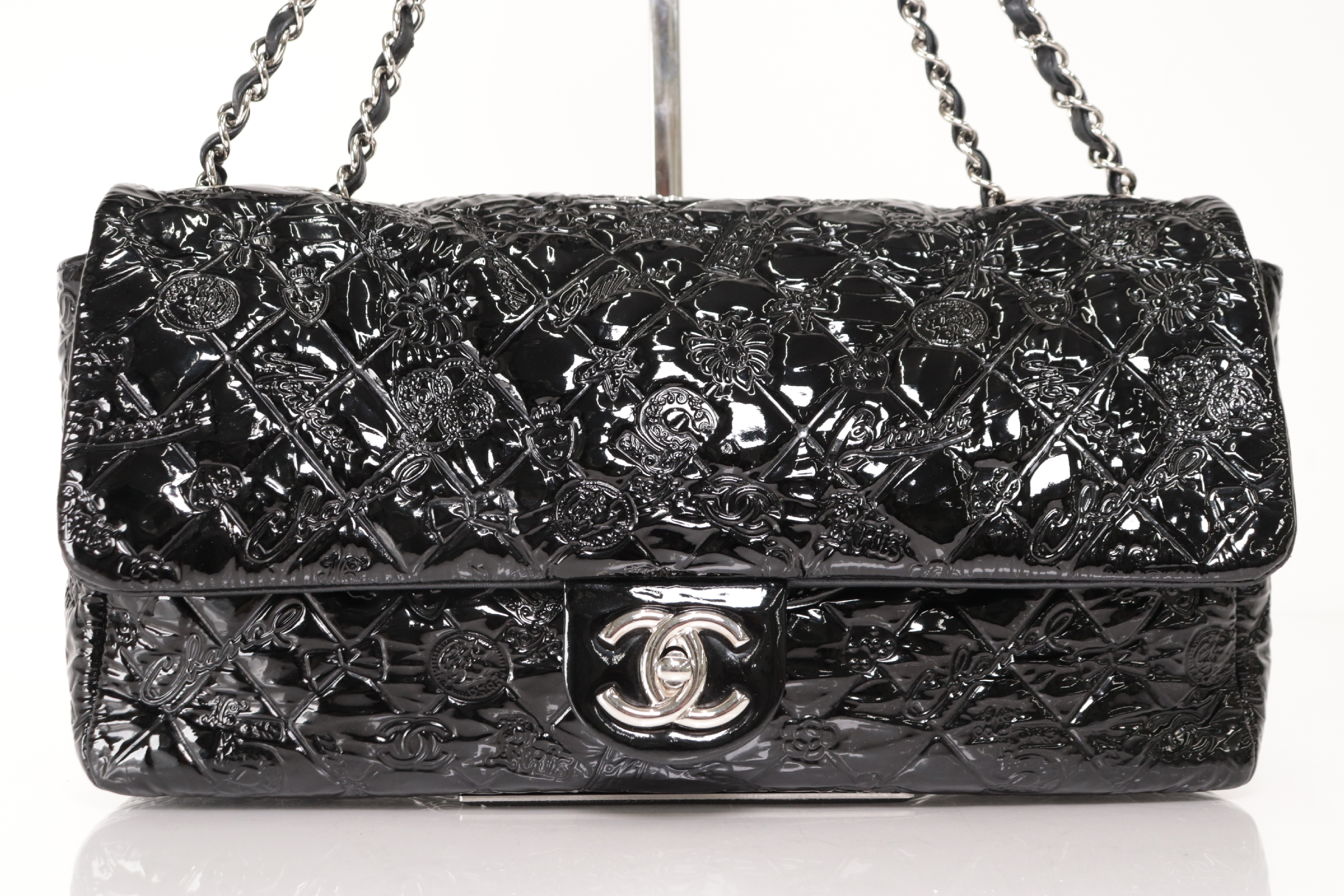 Icon Patent Leather Chain Shoulder Bag with Silver Hardware (Serial Number 14) — view 2