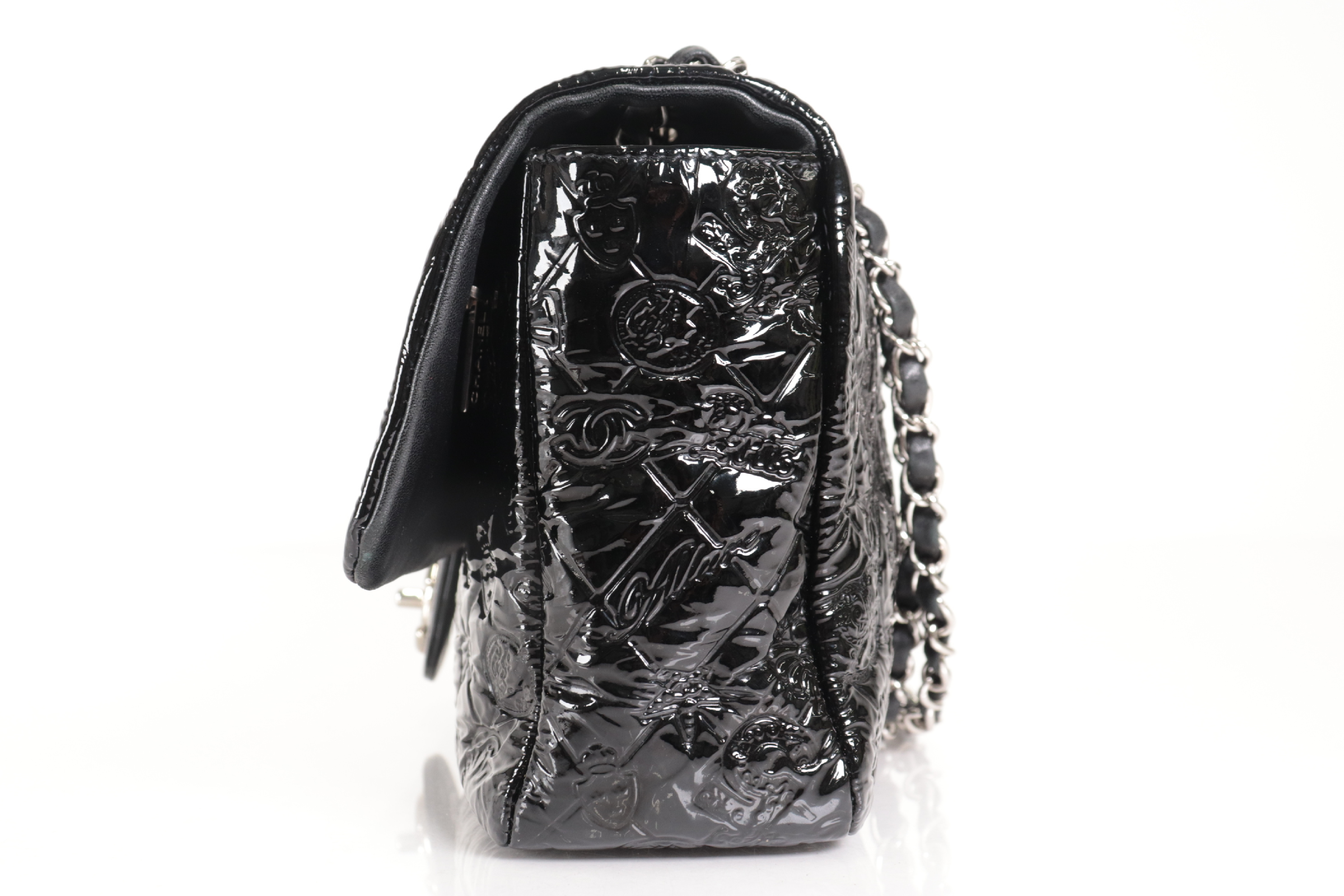 Icon Patent Leather Chain Shoulder Bag with Silver Hardware (Serial Number 14) — view 4