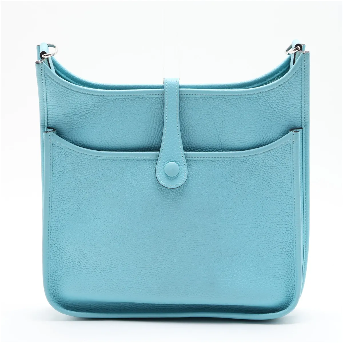 Evelyne 3 29 PM Taurillon Clemence Blue Atoll Silver Hardware T:2015 — view 2
