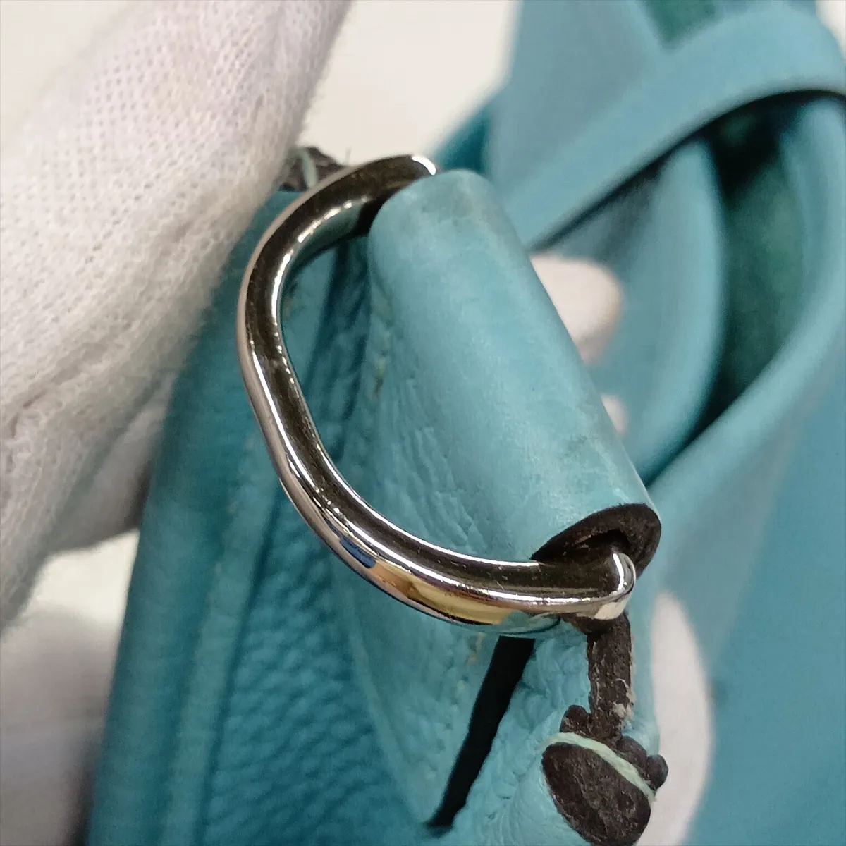 Evelyne 3 29 PM Taurillon Clemence Blue Atoll Silver Hardware T:2015 — view 14