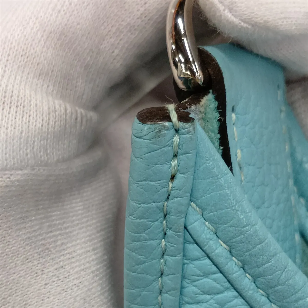 Evelyne 3 29 PM Taurillon Clemence Blue Atoll Silver Hardware T:2015 — view 15