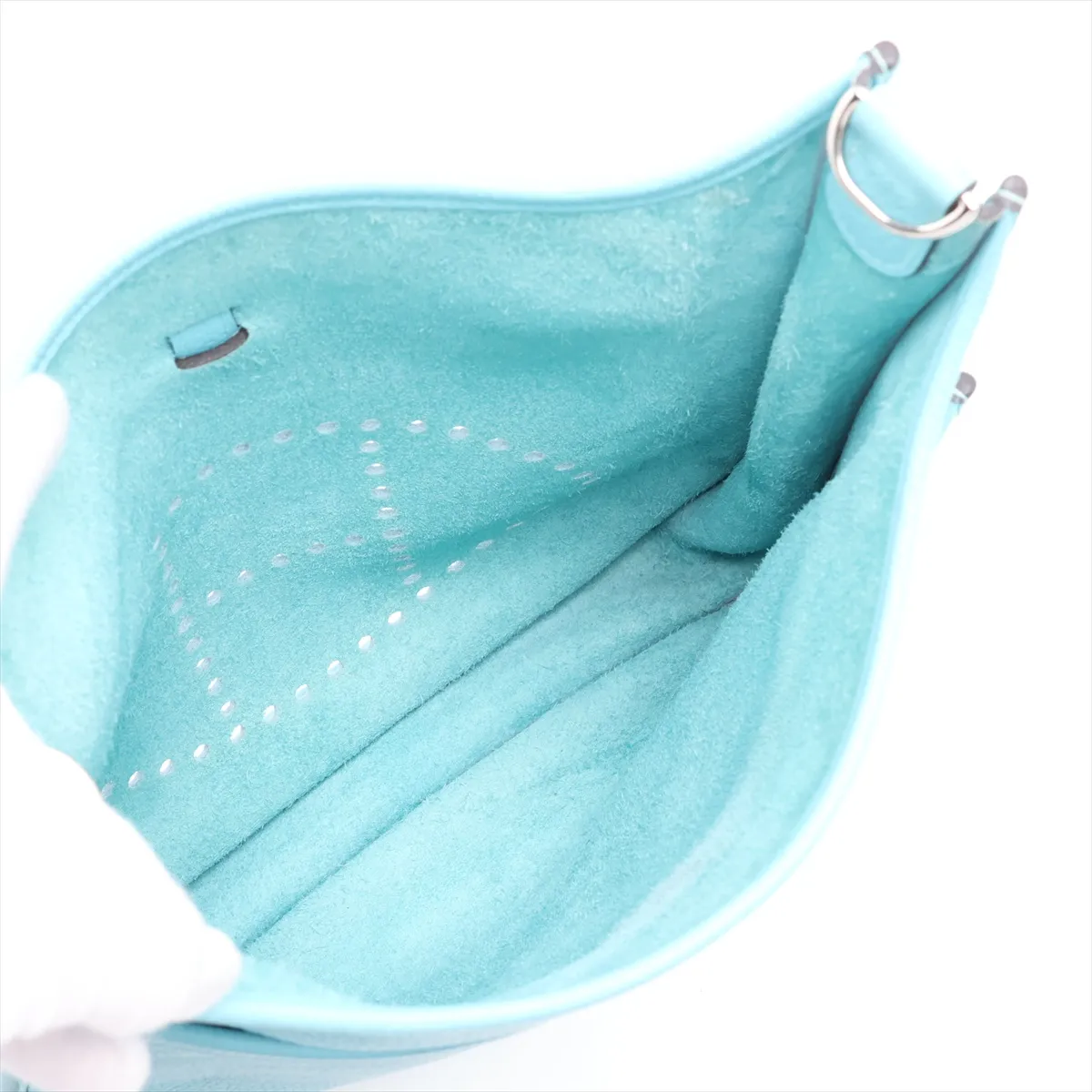 Evelyne 3 29 PM Taurillon Clemence Blue Atoll Silver Hardware T:2015 — view 6
