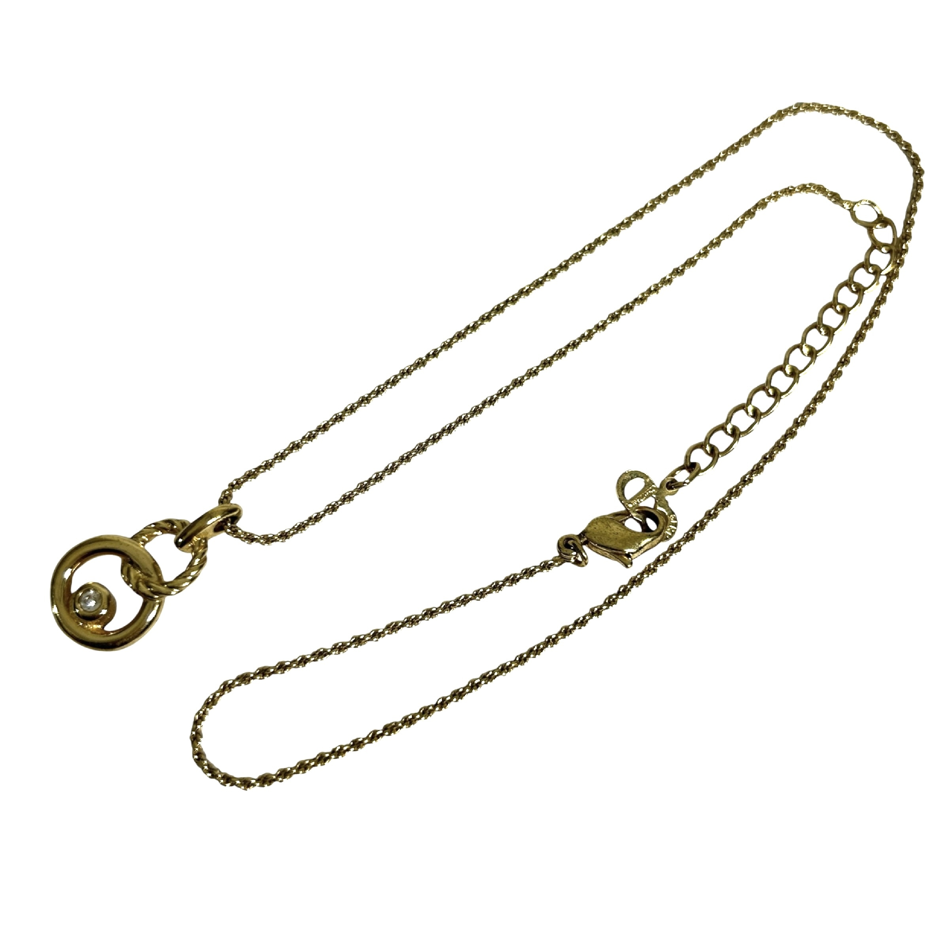 Circle Twist Double Loop Rhinestone Necklace (1 piece), Total Length 44cm, Top Width 1.2cm, Gold Tone. — view 2