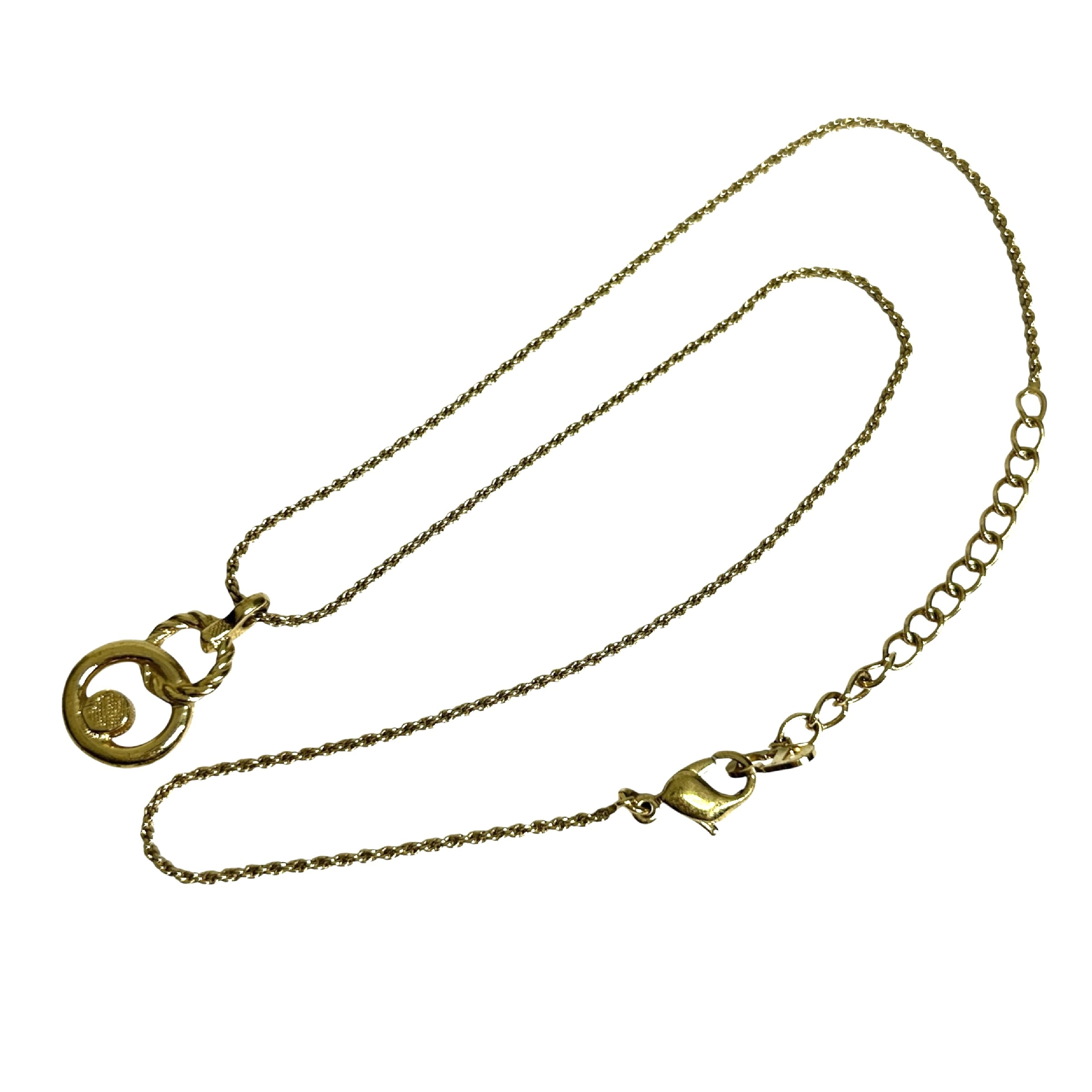 Circle Twist Double Loop Rhinestone Necklace (1 piece), Total Length 44cm, Top Width 1.2cm, Gold Tone. — view 3
