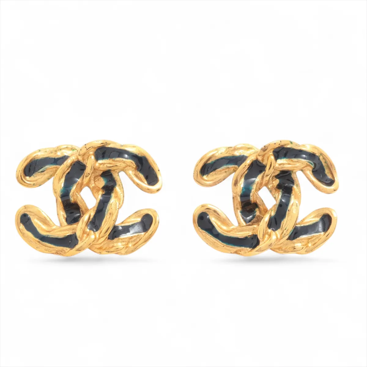 Coco Mark 02P Earrings (Pair) GP Gold x Blue.