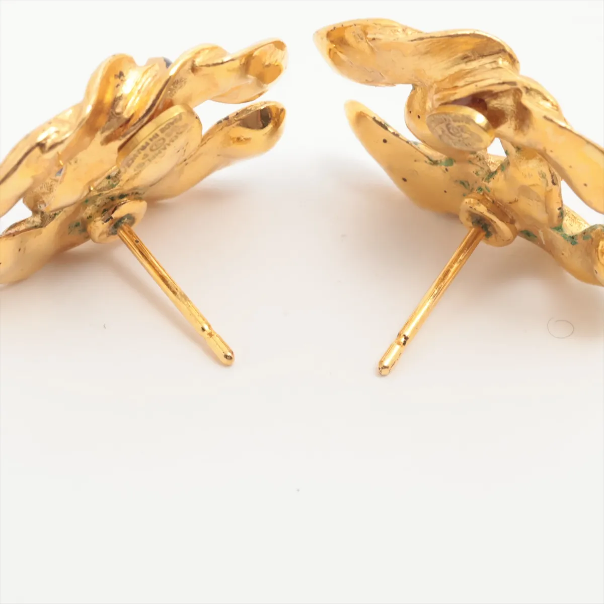 Coco Mark 02P Earrings (Pair) GP Gold x Blue. — view 4