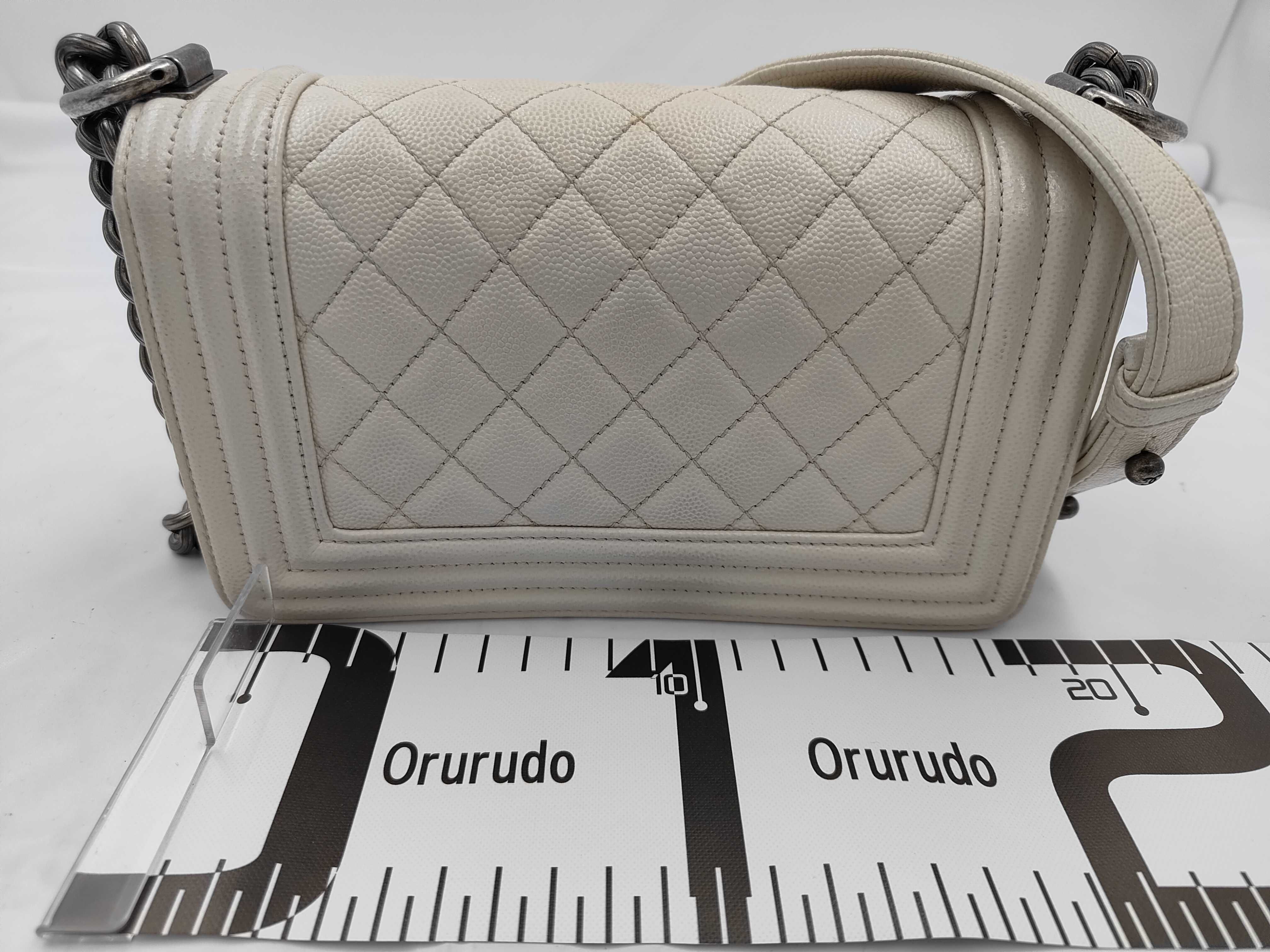 Boy Chanel 20 Chain Shoulder Bag, Caviar Leather, White Shoulder Bag — view 2
