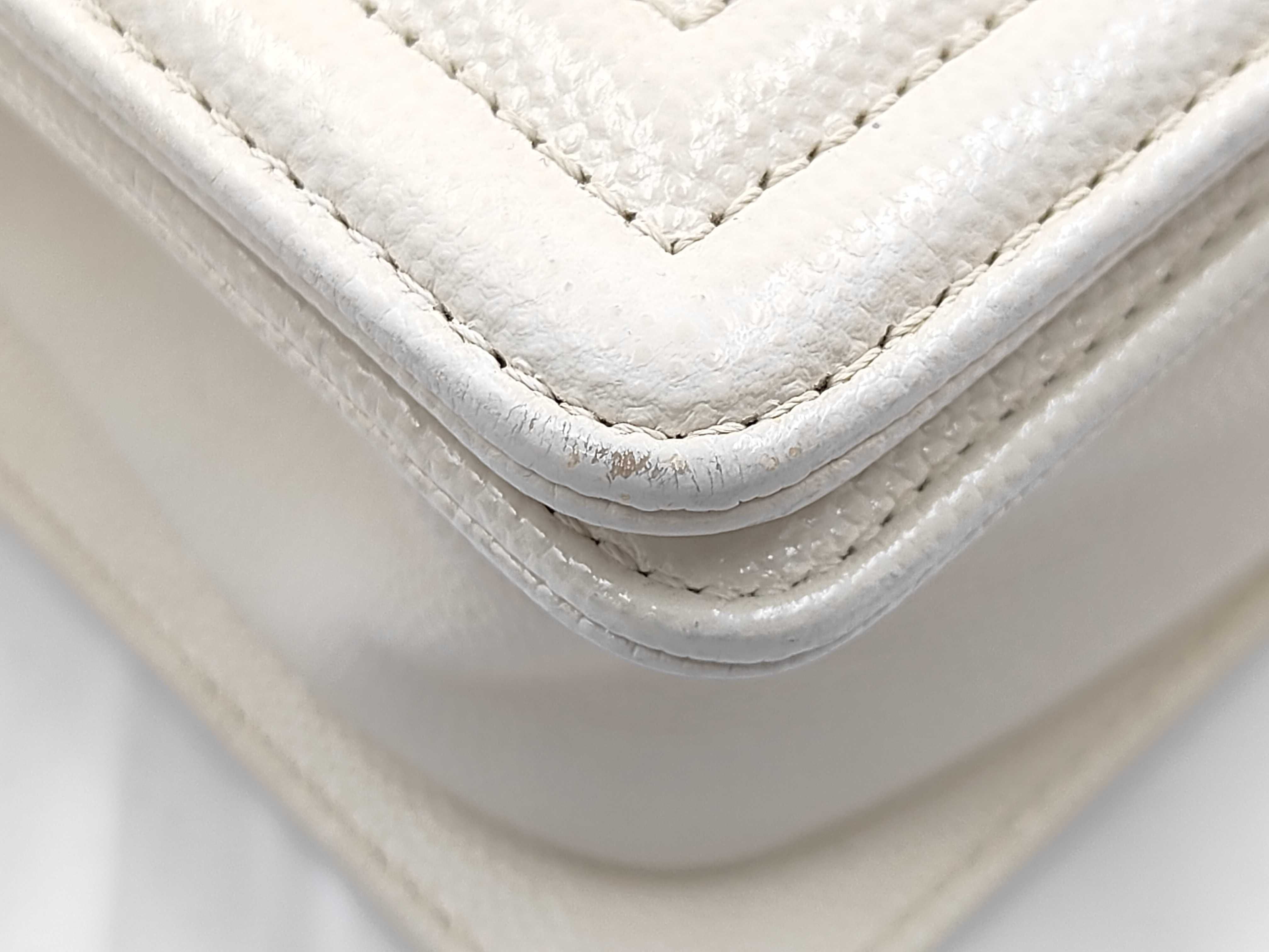 Boy Chanel 20 Chain Shoulder Bag, Caviar Leather, White Shoulder Bag — view 7