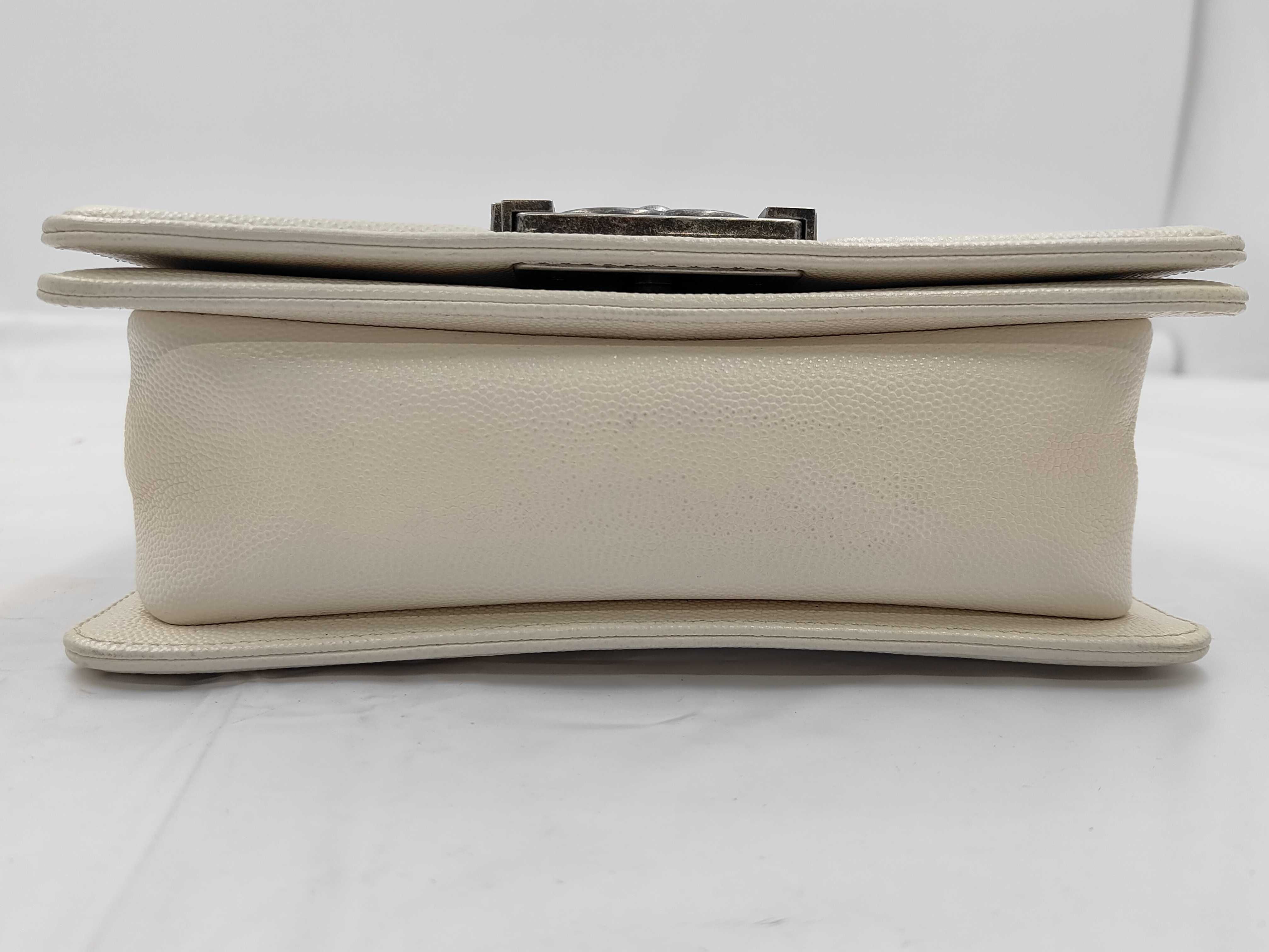 Boy Chanel 20 Chain Shoulder Bag, Caviar Leather, White Shoulder Bag — view 8
