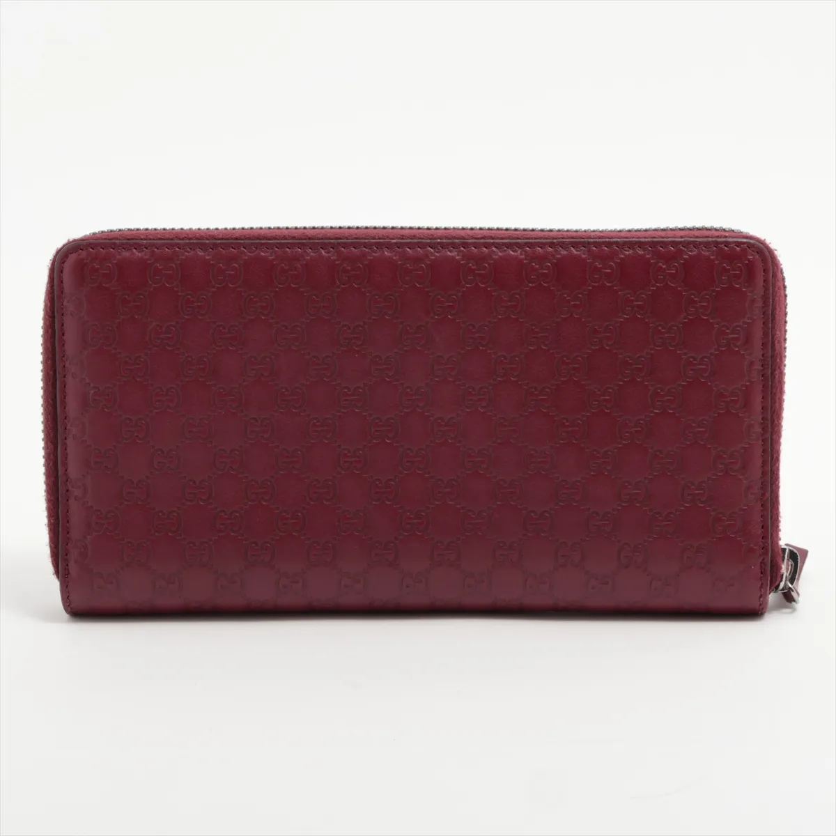 Guccisima 307987 Leather Round Zip Wallet Red — view 2