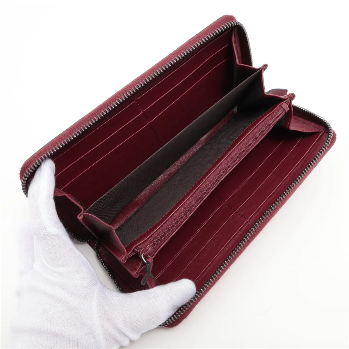 Guccisima 307987 Leather Round Zip Wallet Red — view 3