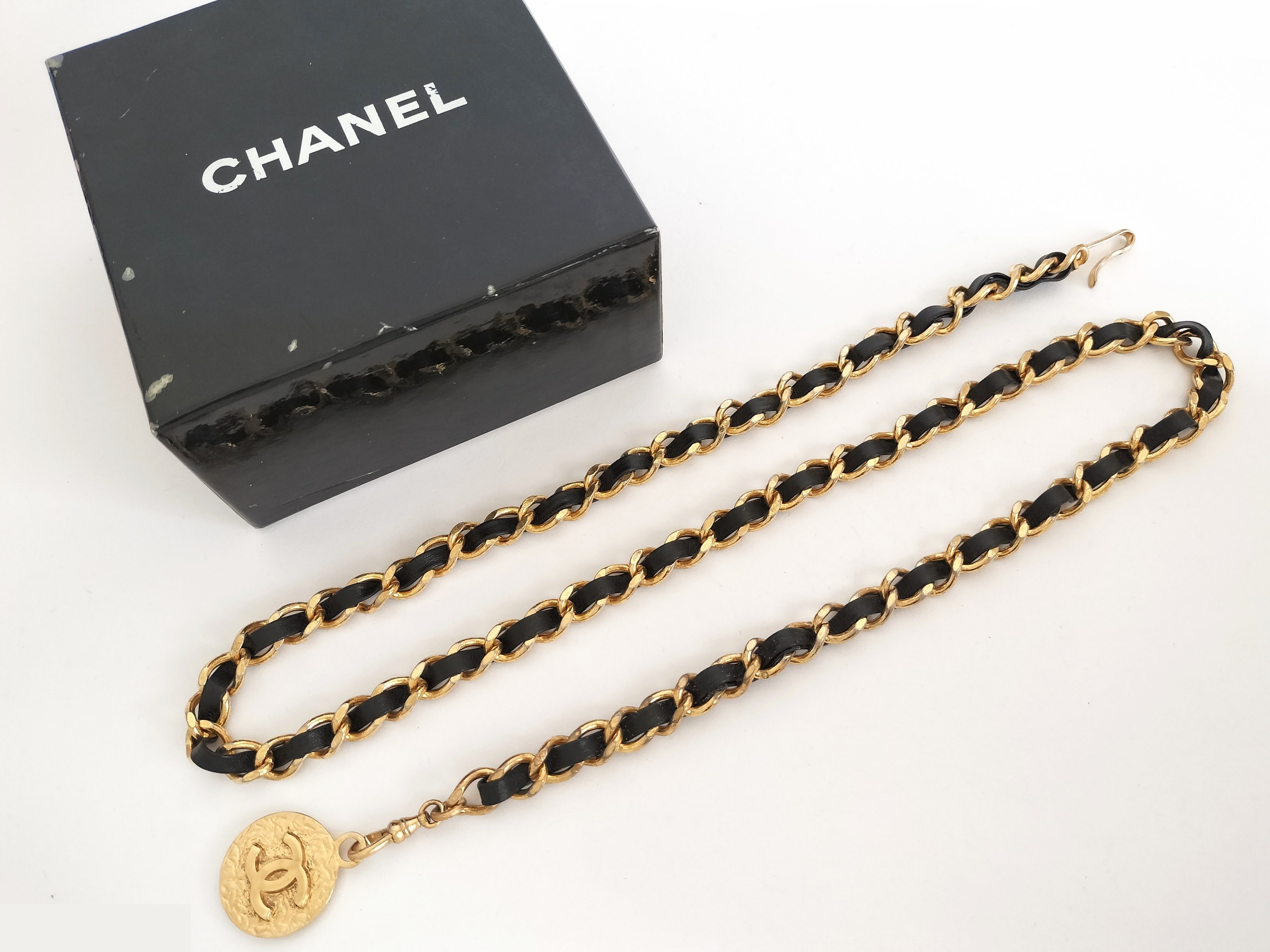 Coco Leather Gold Chain Belt (Chain approx. 77cm) — view 2