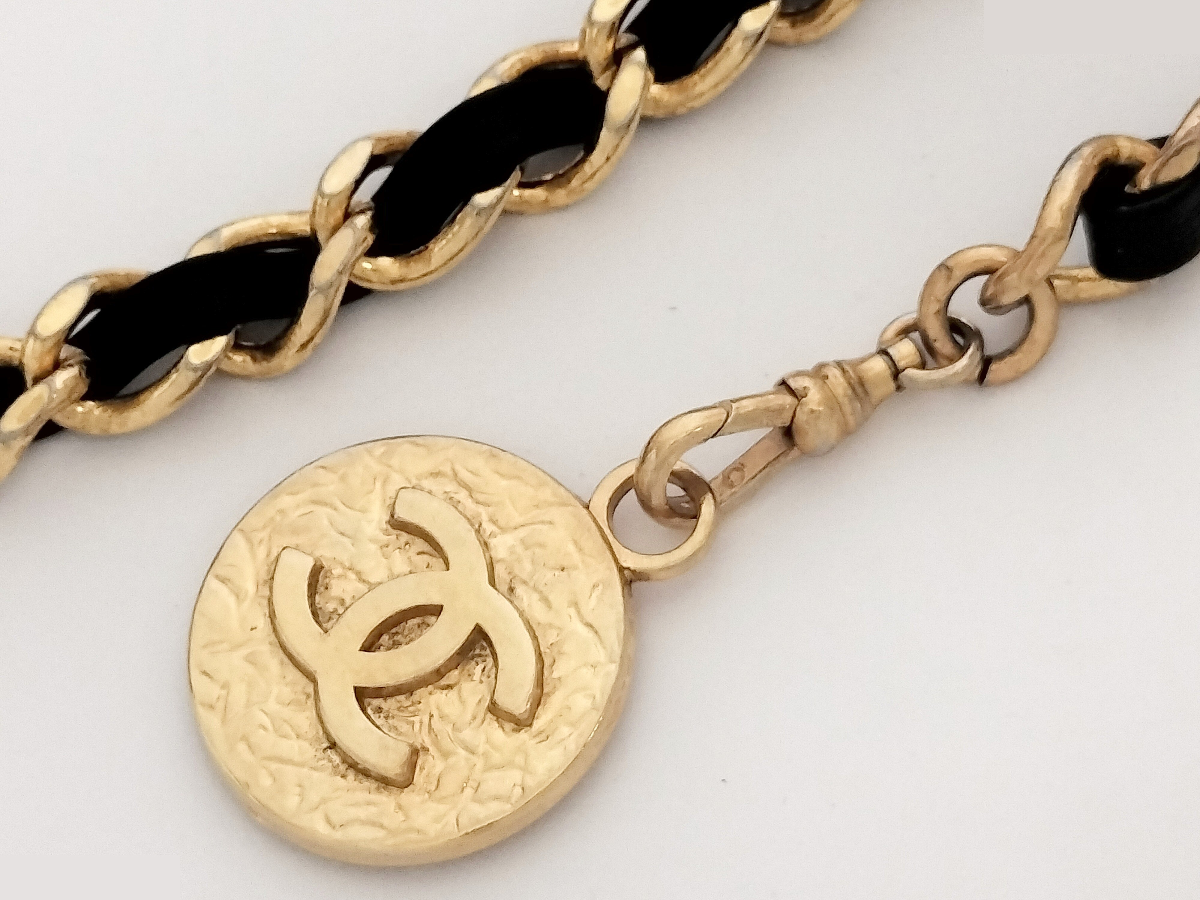 Coco Leather Gold Chain Belt (Chain approx. 77cm) — view 5