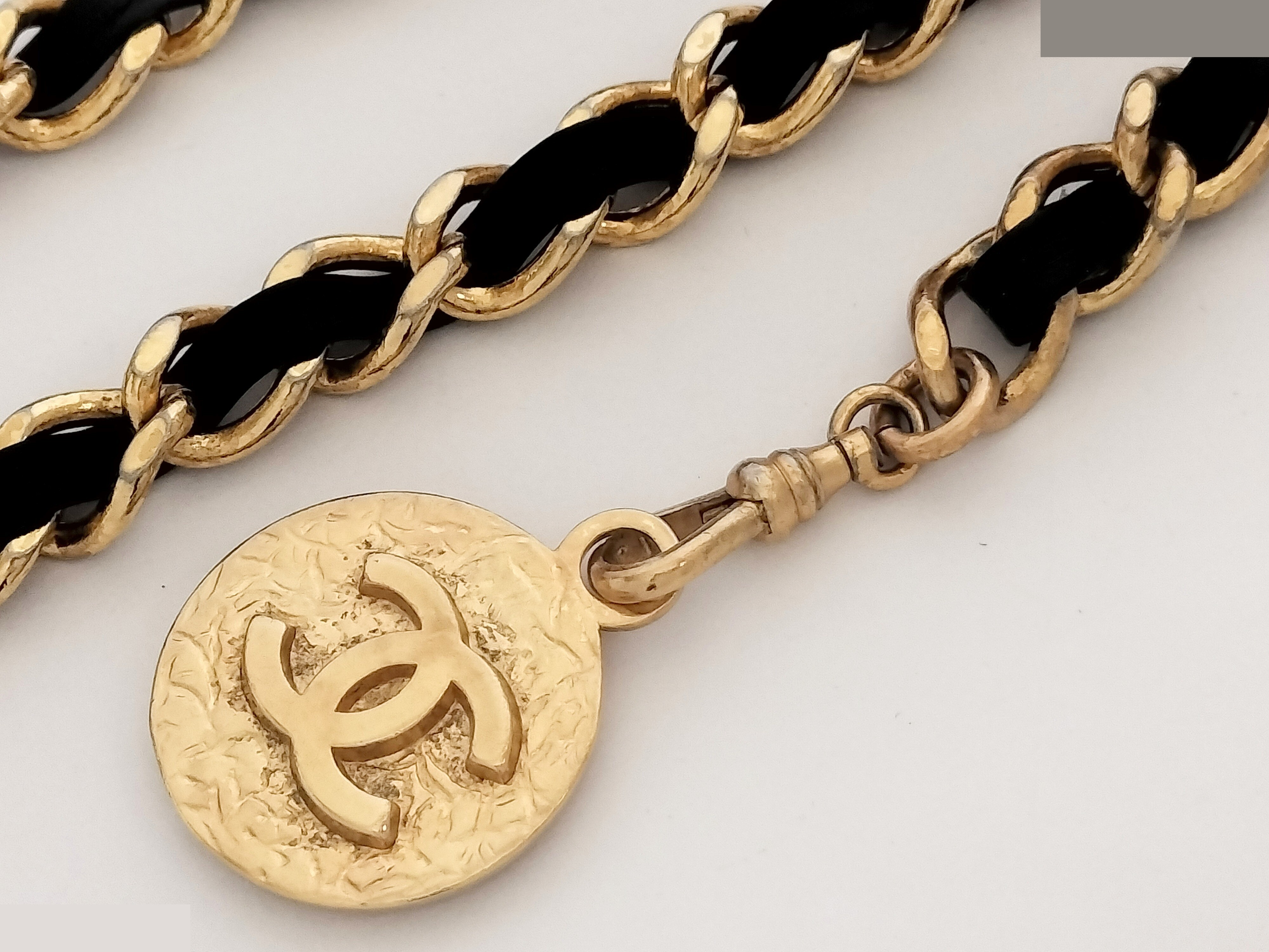 Coco Leather Gold Chain Belt (Chain approx. 77cm) — view 6