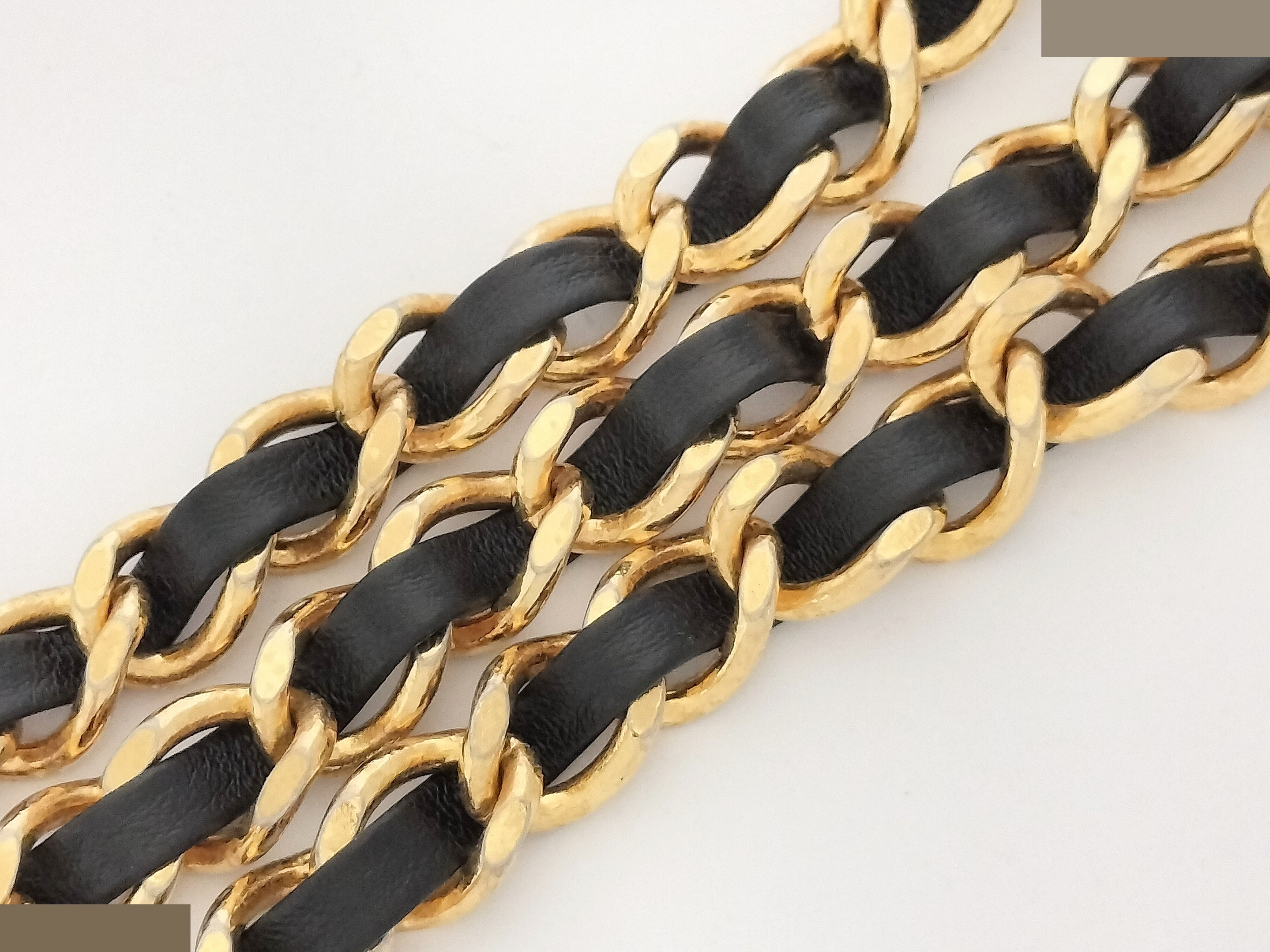Coco Leather Gold Chain Belt (Chain approx. 77cm) — view 7