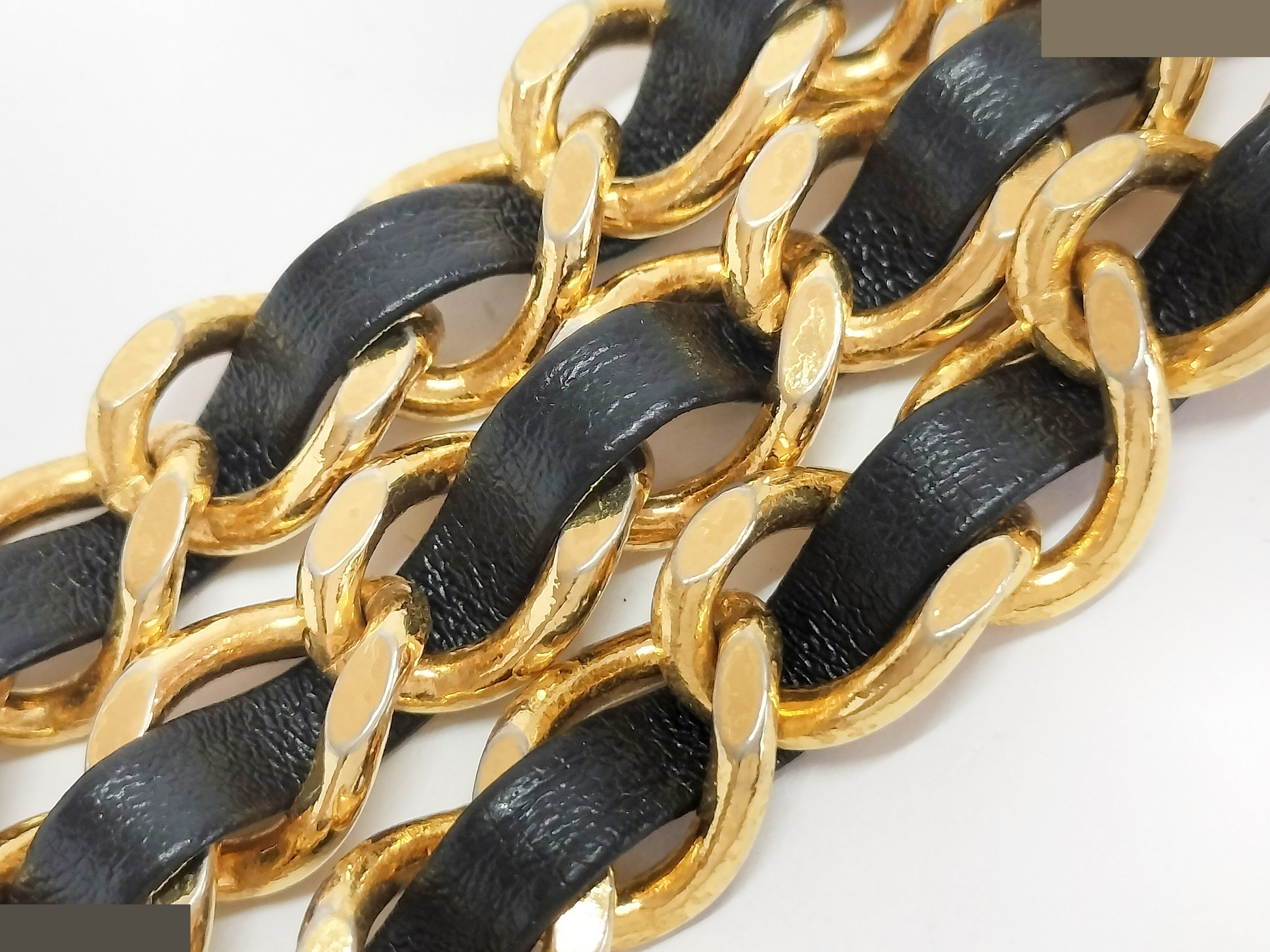 Coco Leather Gold Chain Belt (Chain approx. 77cm) — view 8