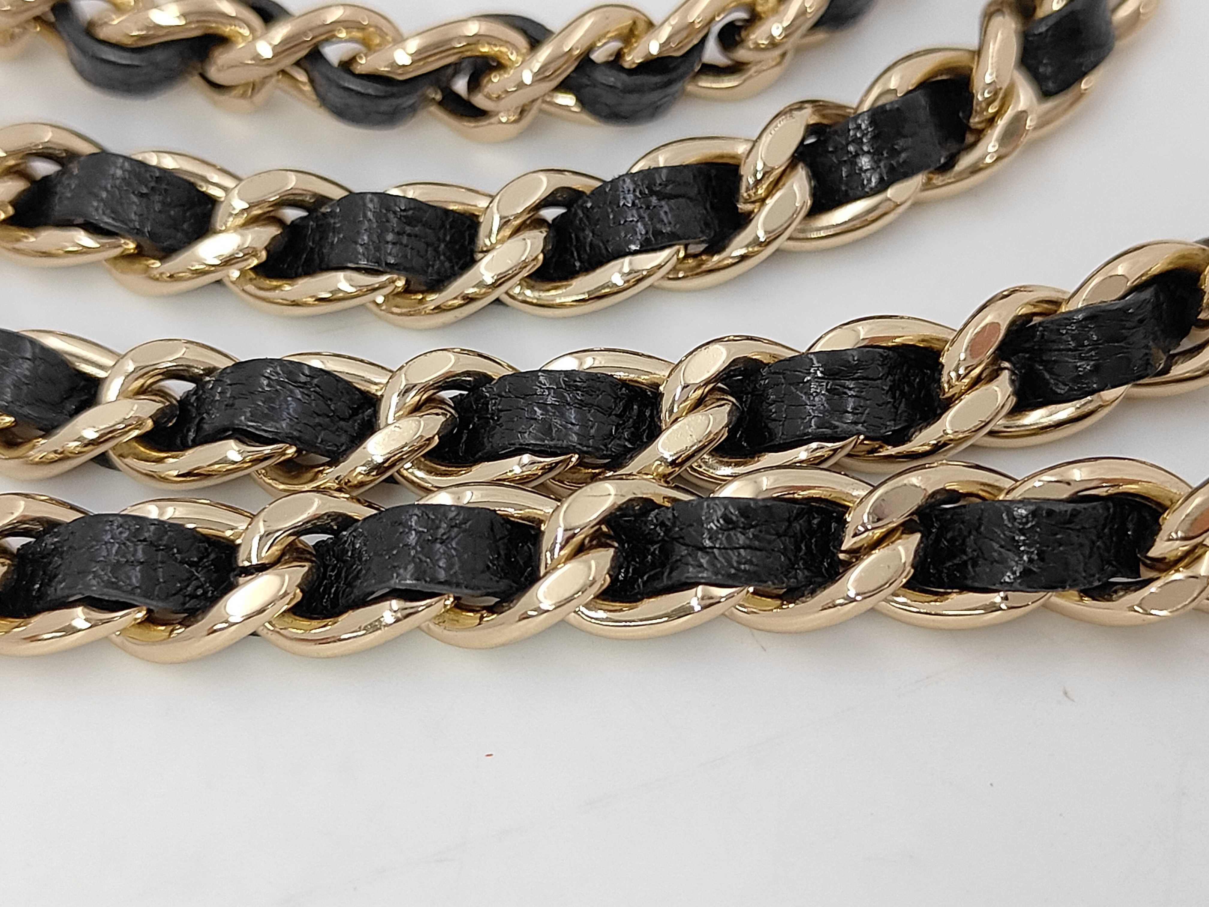 Chain Wallet, Series 27, V-stitch, Leather, Black, Gold Hardware, Shoulder Bag — view 6
