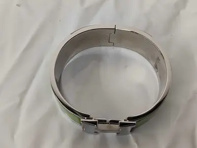 Green Silver Hardware Click H Bracelet/Bangle