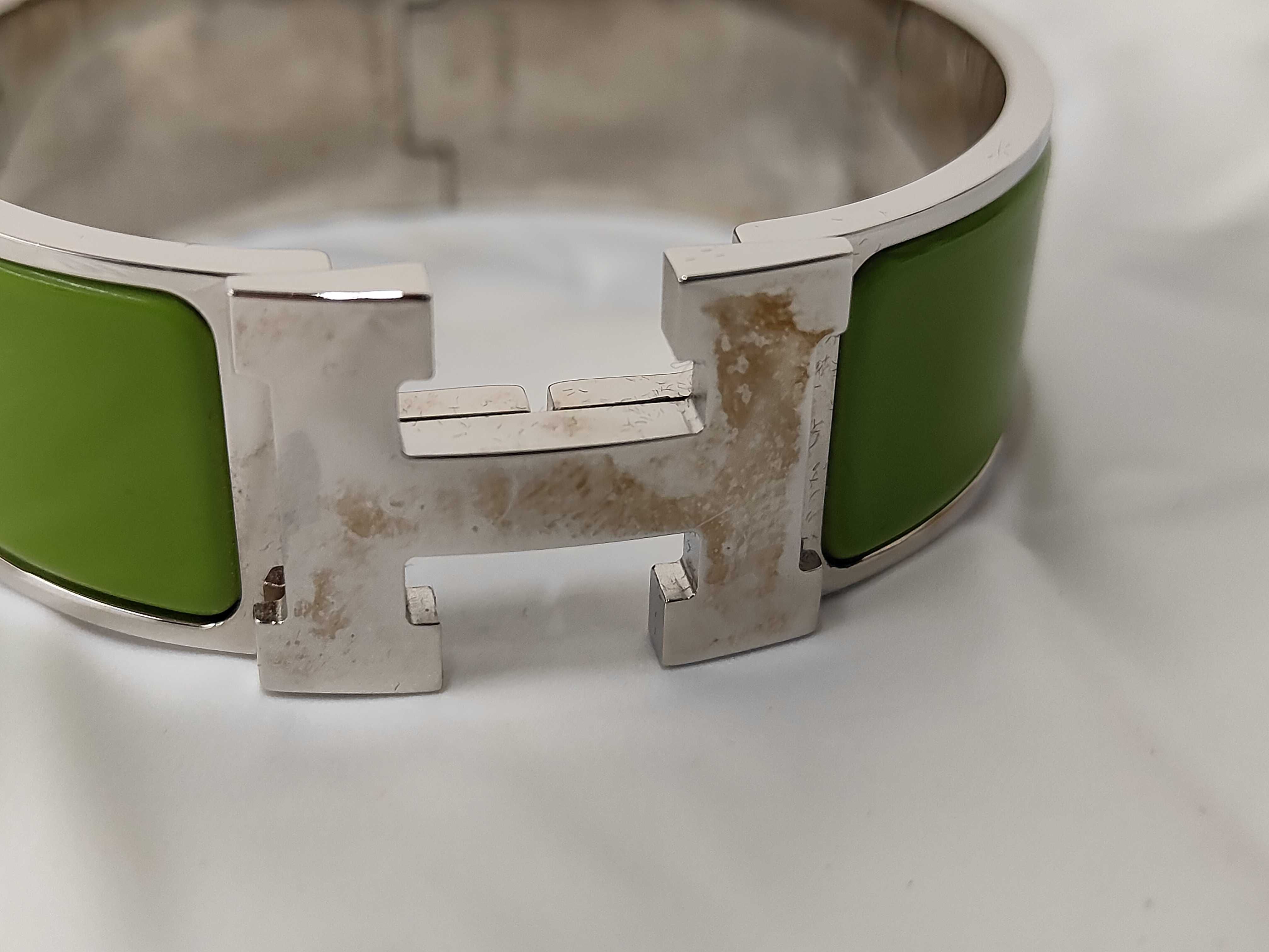 Green Silver Hardware Click H Bracelet/Bangle — view 2