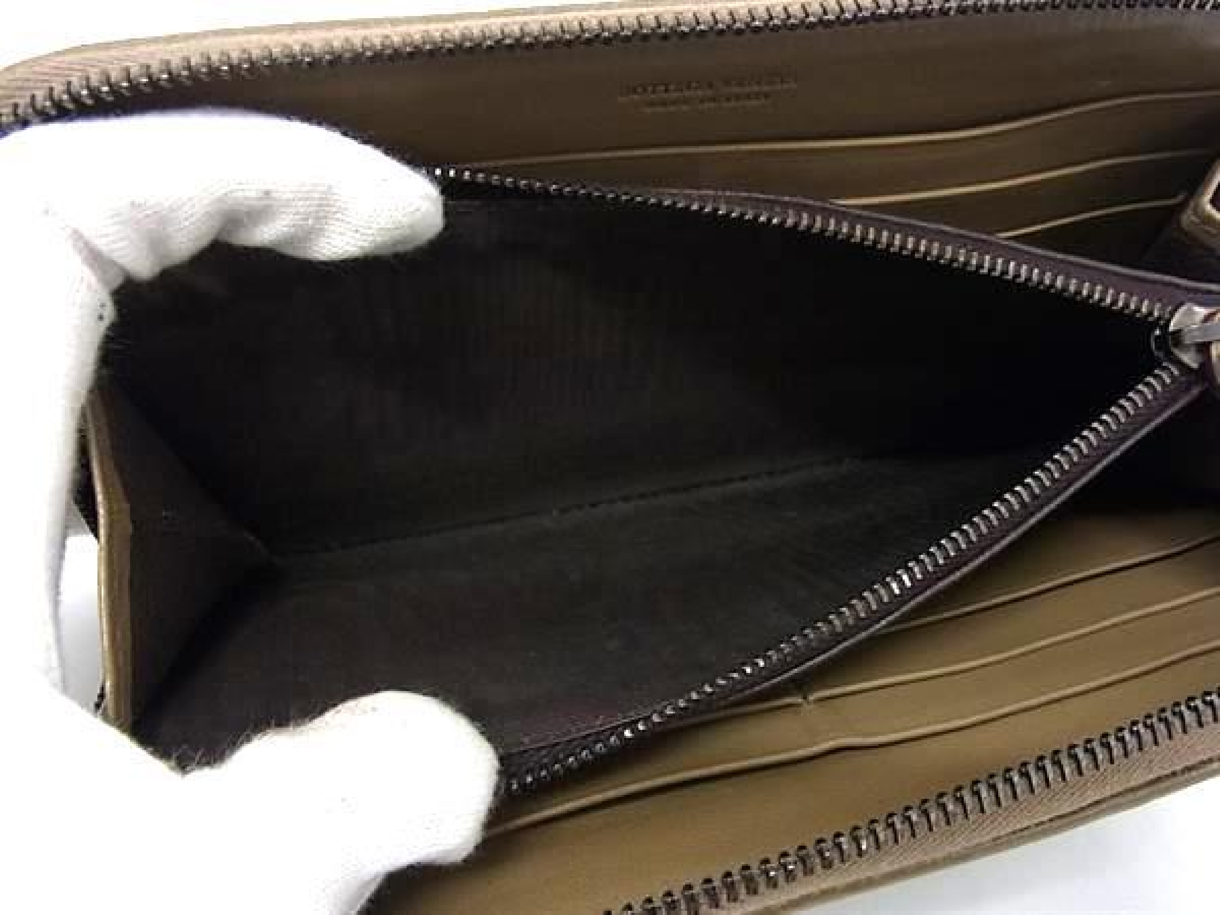 Intrecciato Leather Round Zip Long Wallet, Billfold, Brown, HD0736 — view 4