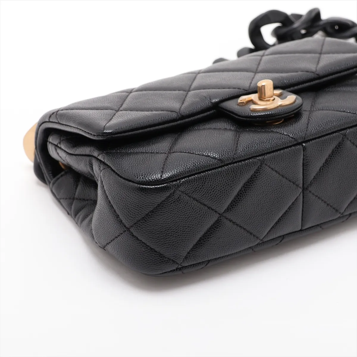 [Individually packaged] Chanel Matelassé Caviar Skin Chain Shoulder Bag Black GXC29HUJ Random Plate — view 4