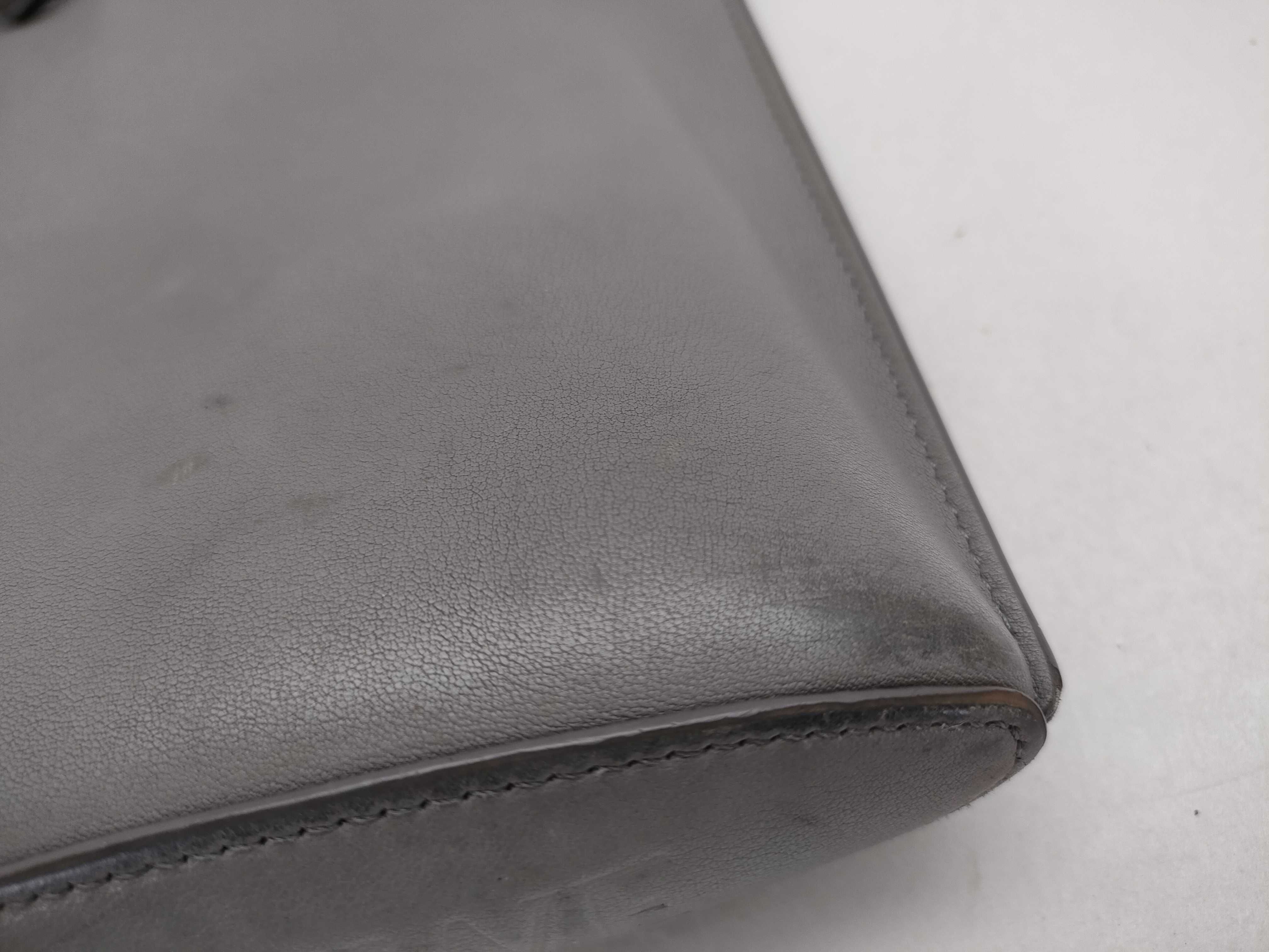 shoulder bag, dice pocket, anagram pattern, leather, gray. — view 12