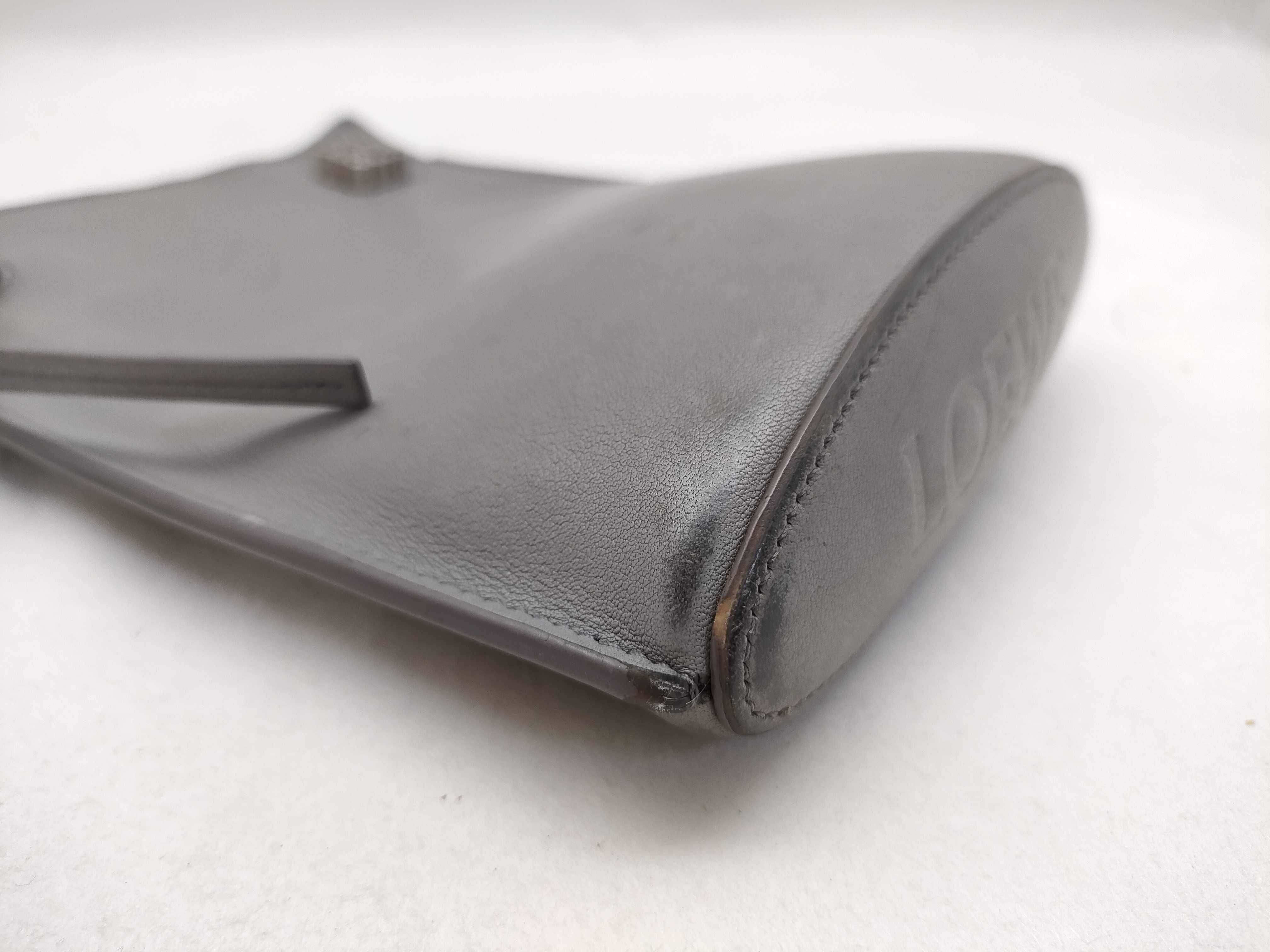 shoulder bag, dice pocket, anagram pattern, leather, gray. — view 6